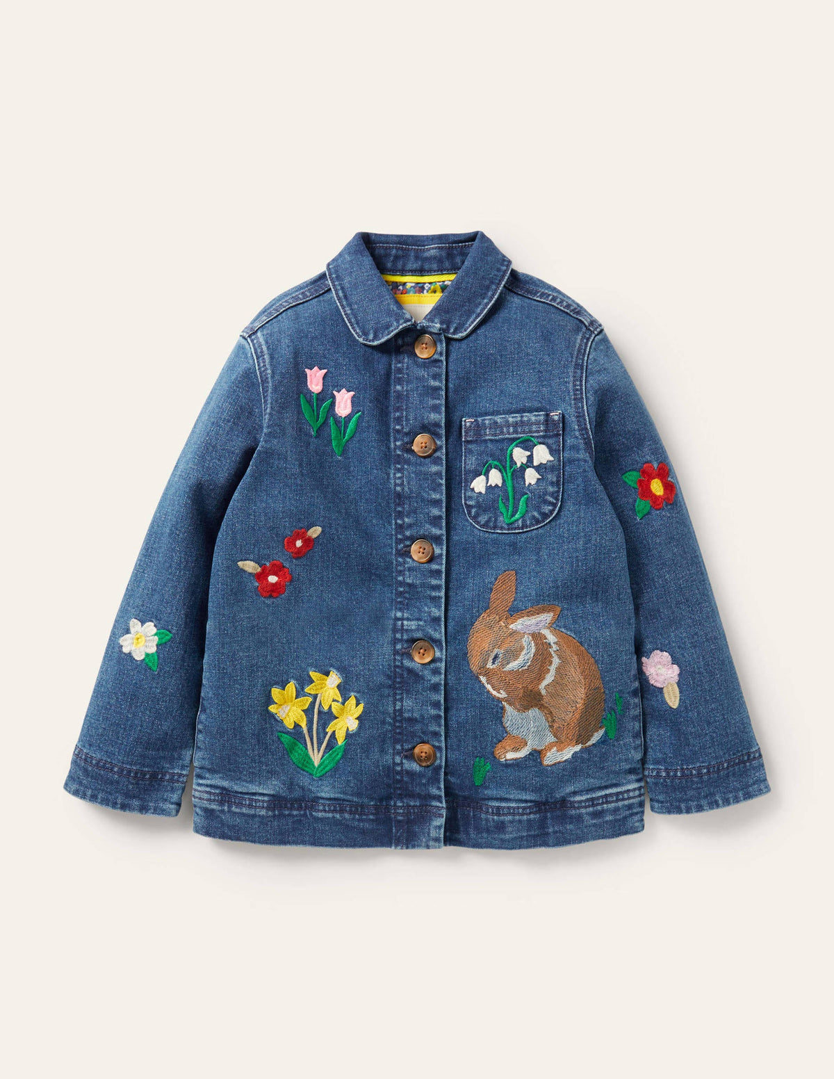 Embroidered Denim Jacket-Mid Vintage Bunnies-1