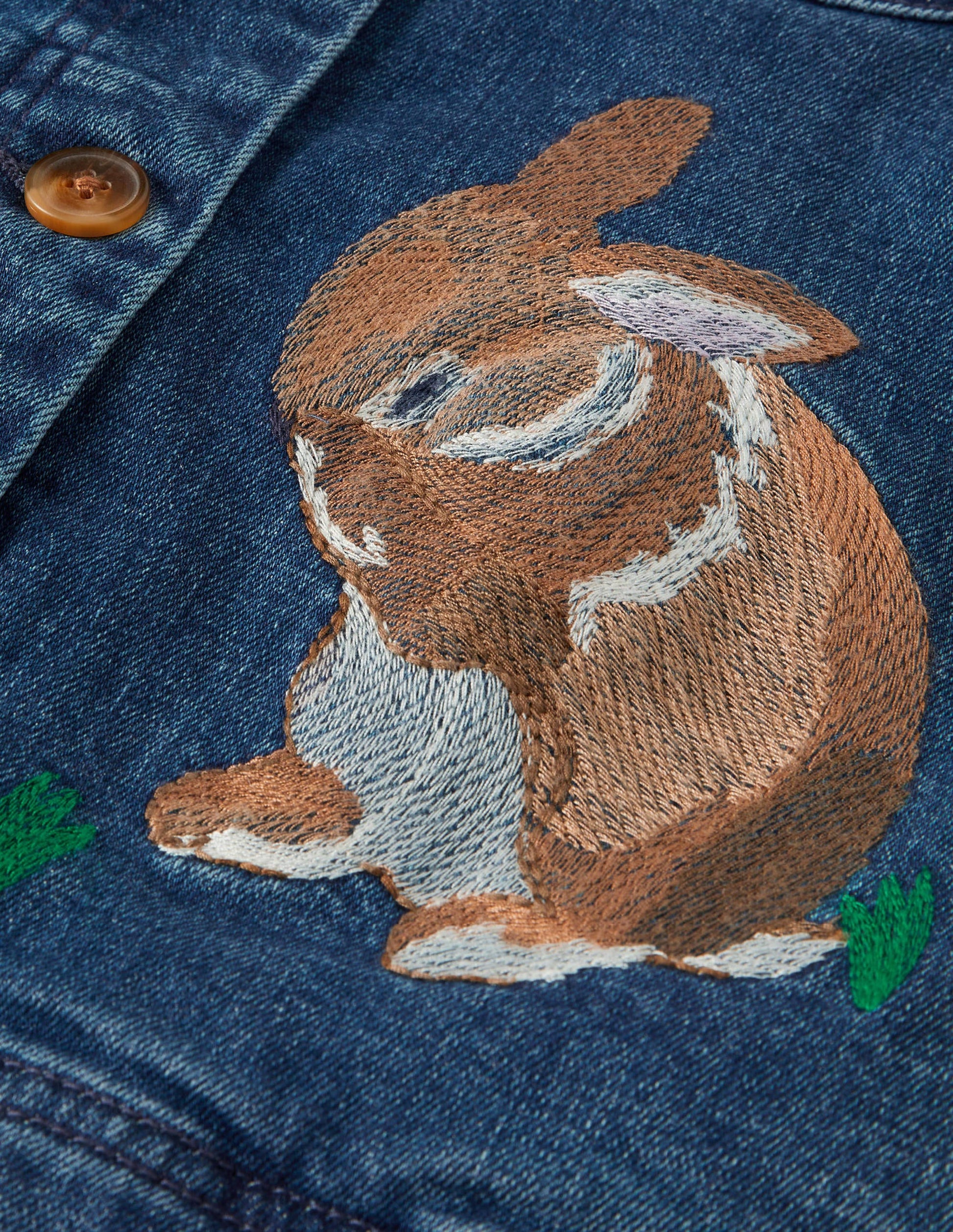 Embroidered Denim Jacket-Mid Vintage Bunnies-3
