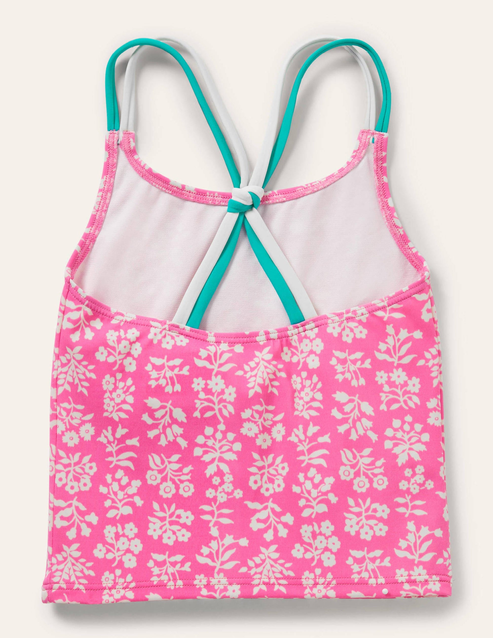 Patterned Tankini Top-Strawberry Pink Woodblock-2