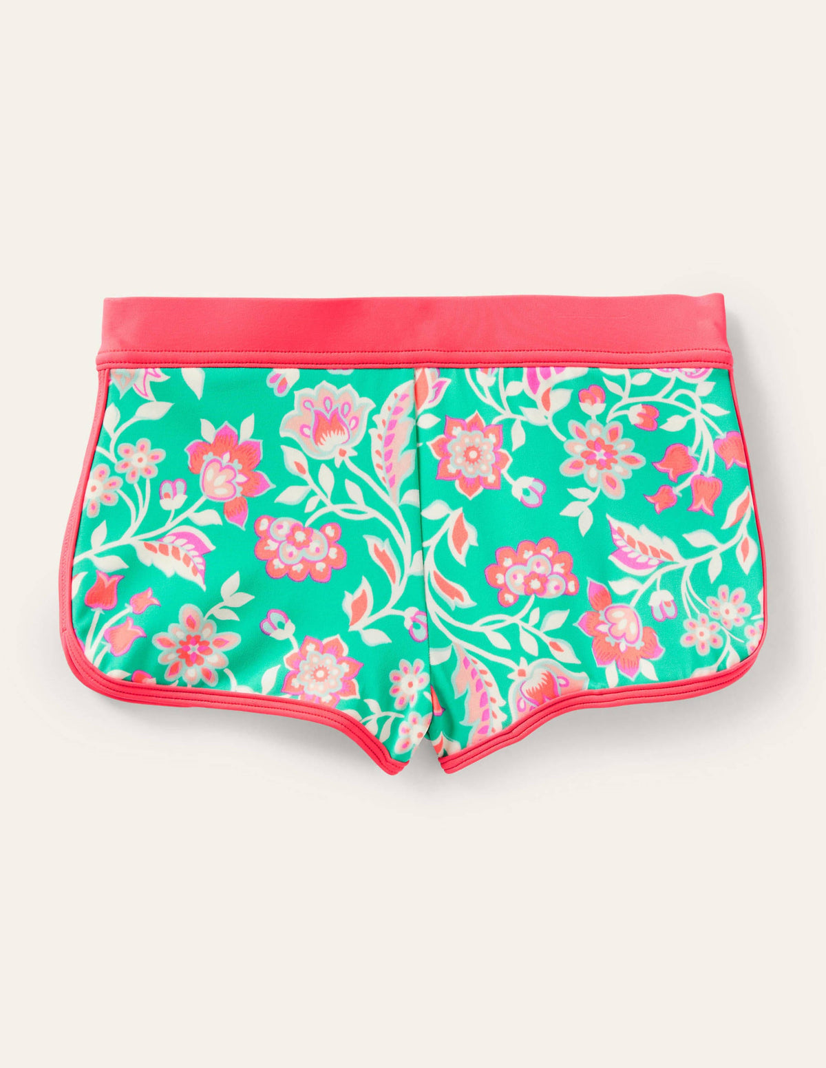 Patterned Swim Shorts-Tropical Green Paisley - Image 1