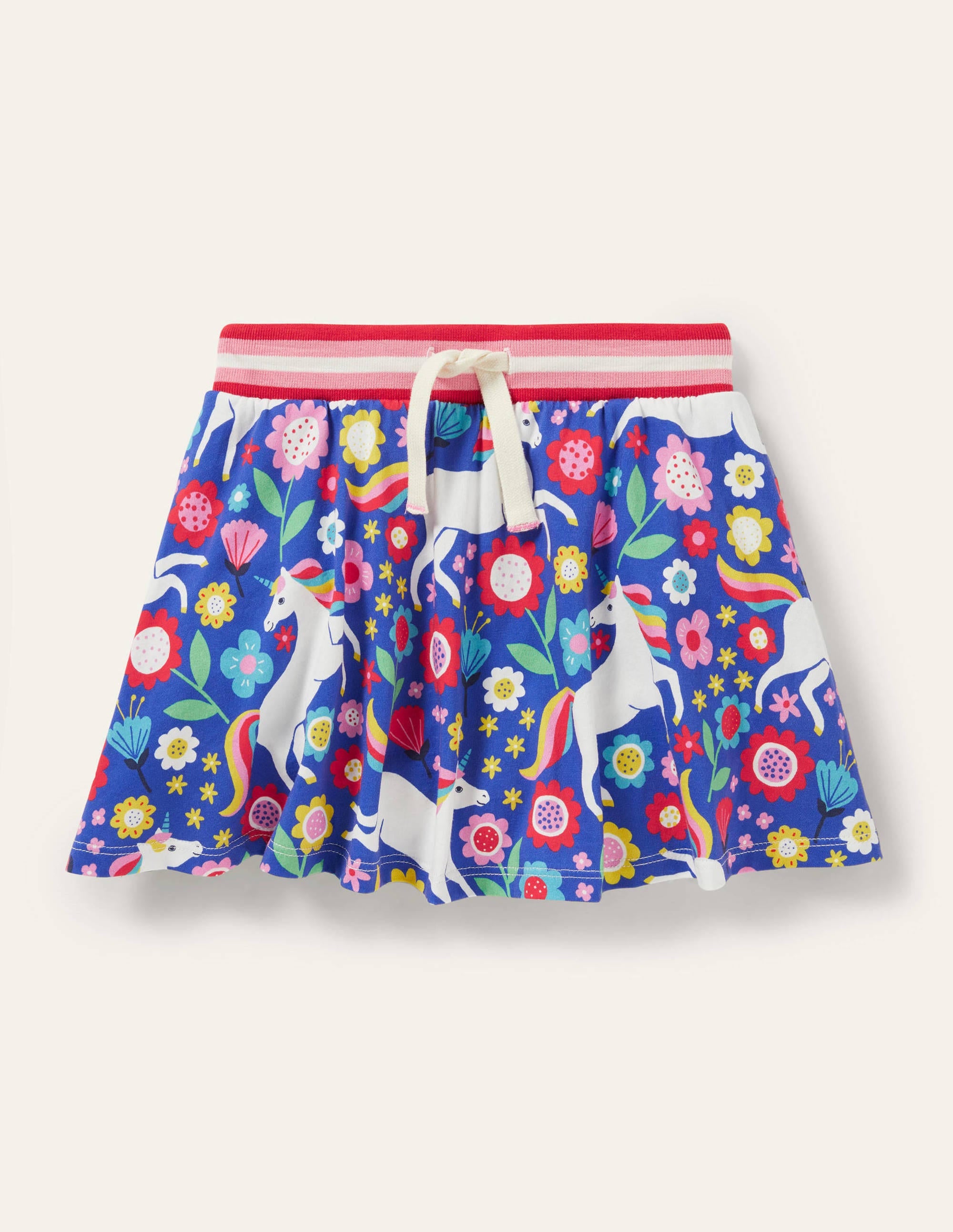 Printed Jersey Skort-Bluebell Blue Unicorn Floral - Image 1