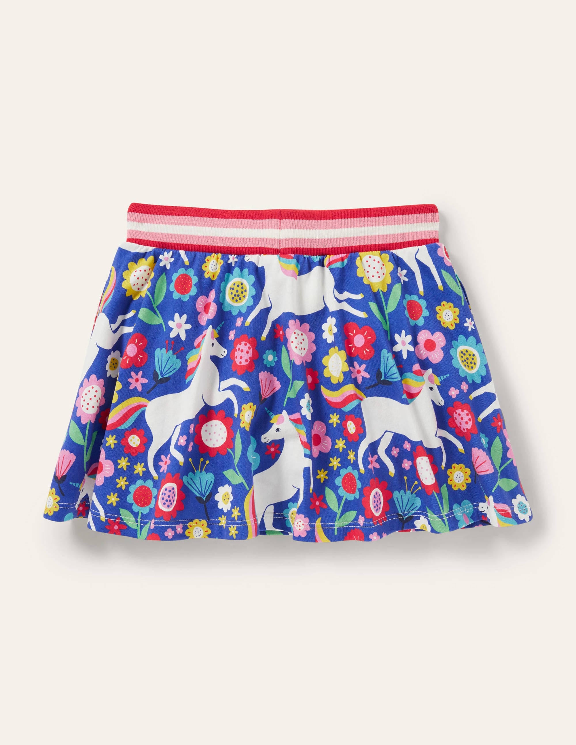 Printed Jersey Skort-Bluebell Blue Unicorn Floral - Image 2