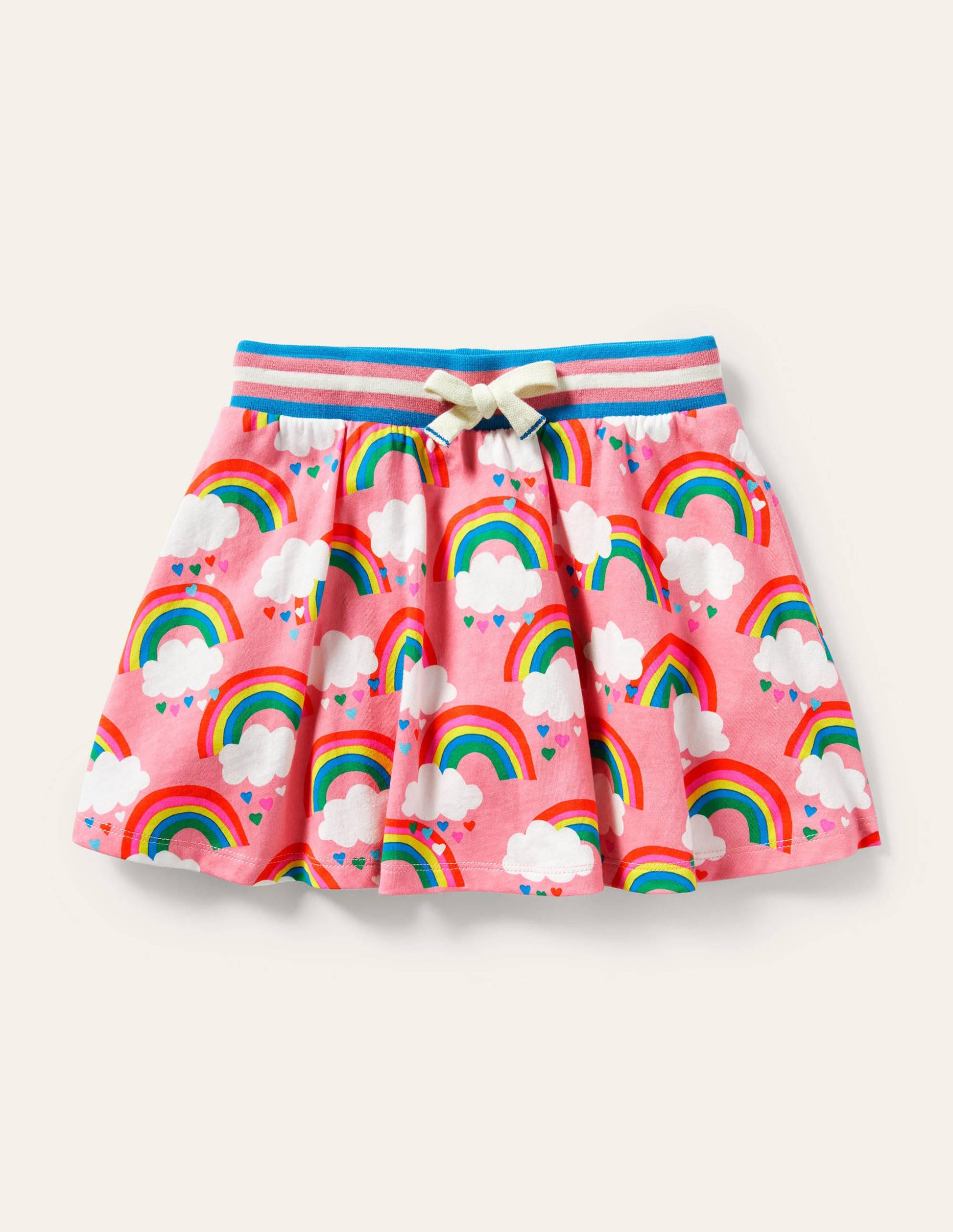 Printed Jersey Skort-Pink Lemonade Rainbows-1