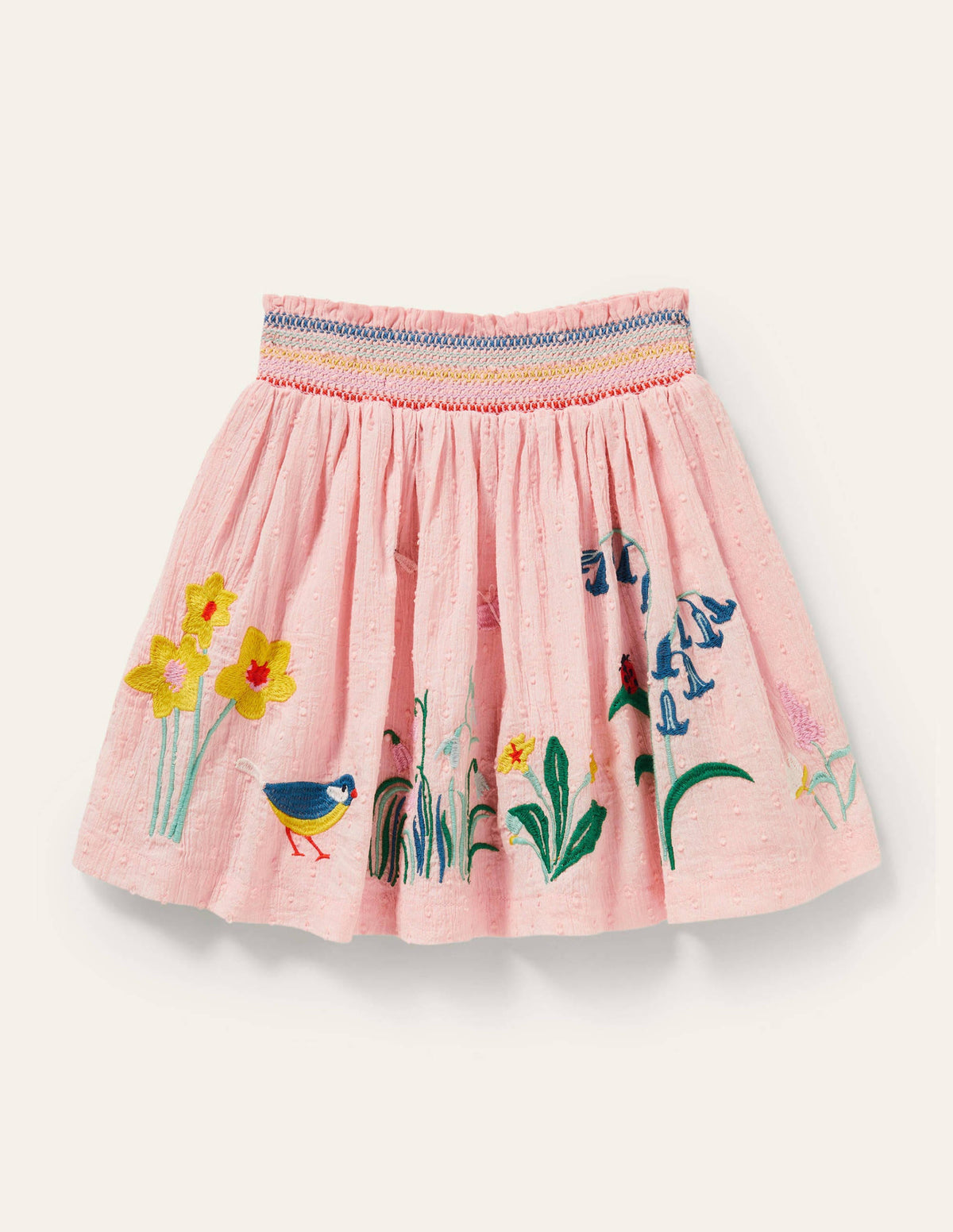 Smock Embroidered Skirt-Provence Dusty Pink Flowers-1