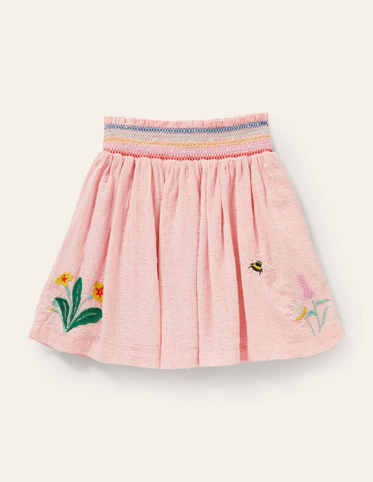 Smock Embroidered Skirt-Provence Dusty Pink Flowers - Image 2