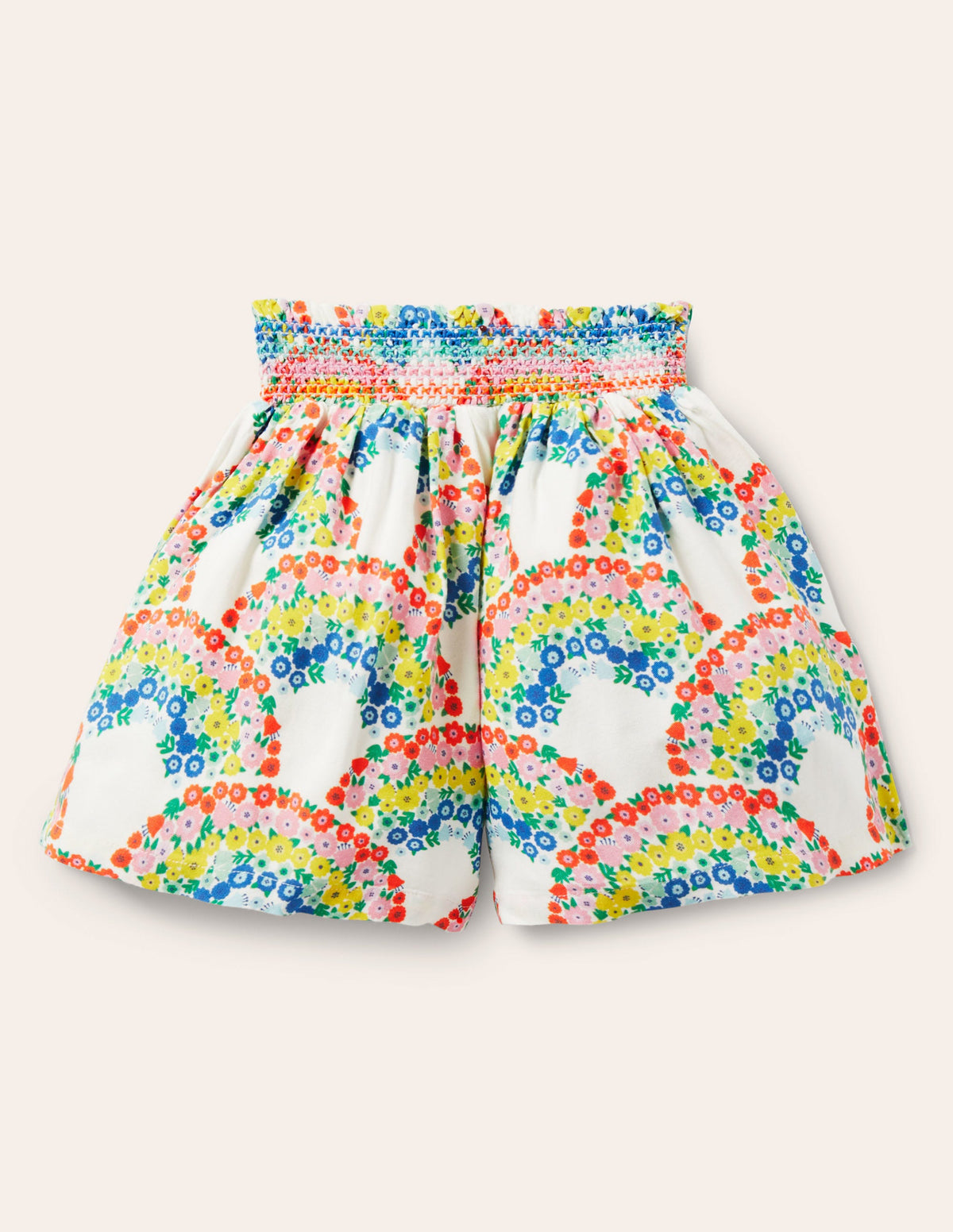 Shirred Waist Culottes-Multi Rainbow Floral - Image 2