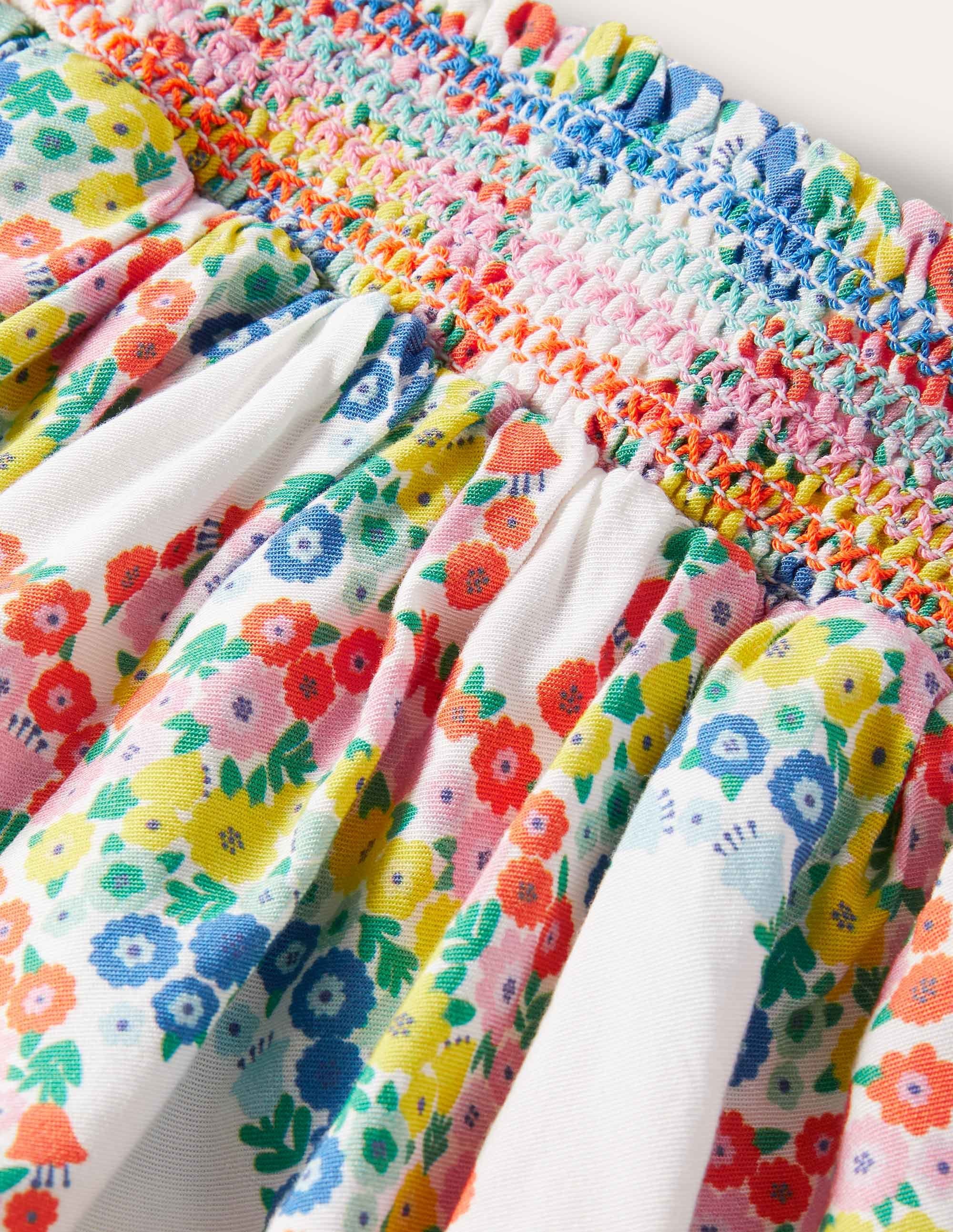 Shirred Waist Culottes-Multi Rainbow Floral - Image 3