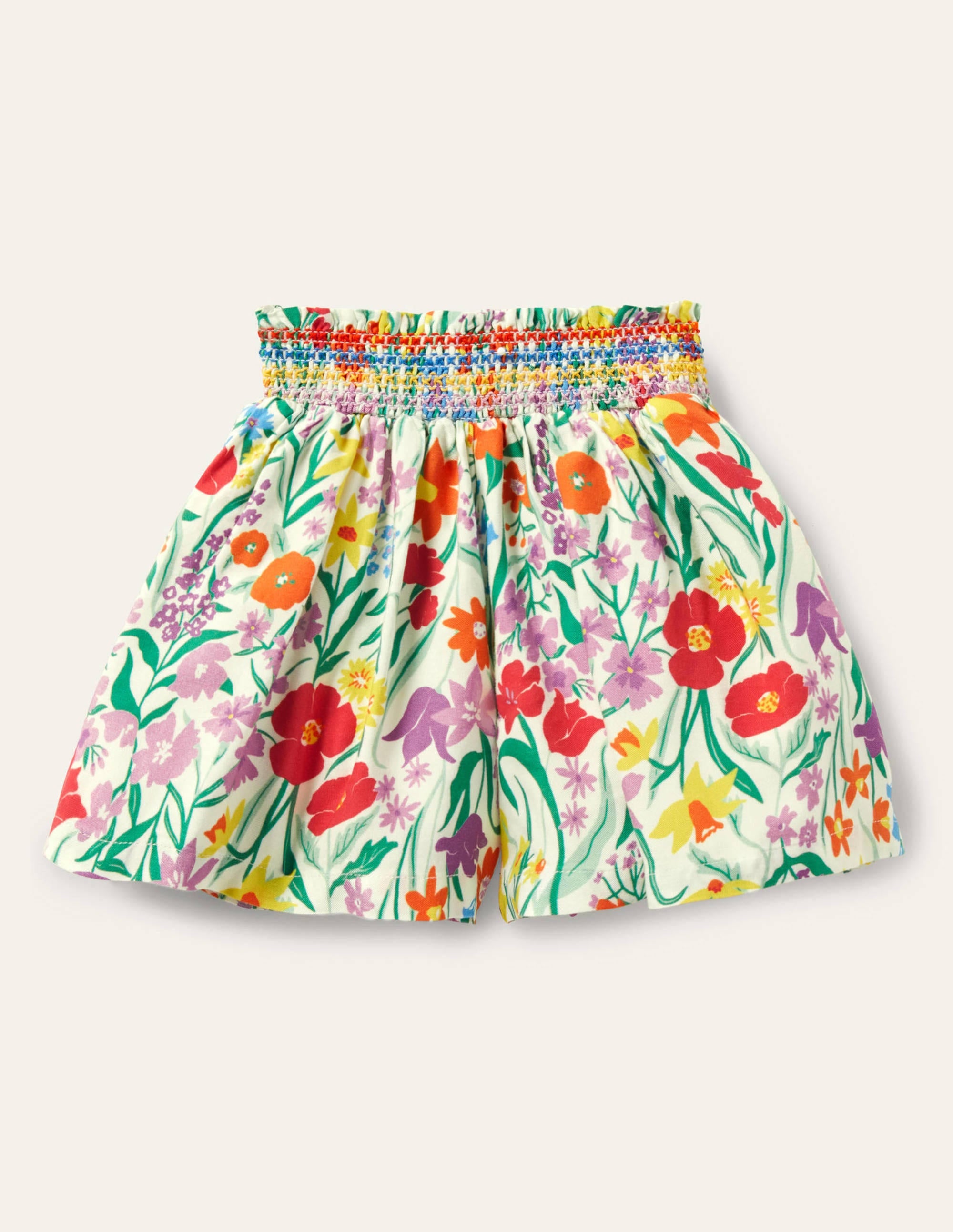 Shirred Waist Culottes-Multi Spring Meadow - Image 1