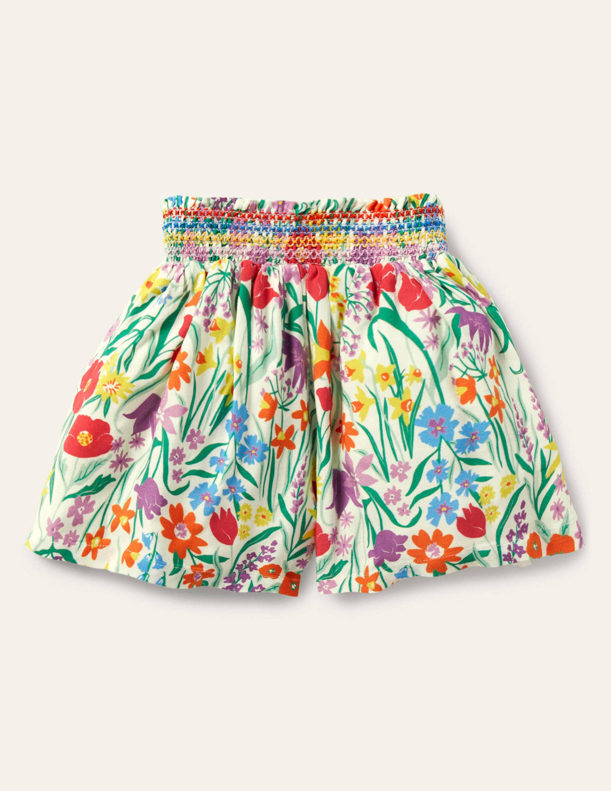 Shirred Waist Culottes-Multi Spring Meadow-2