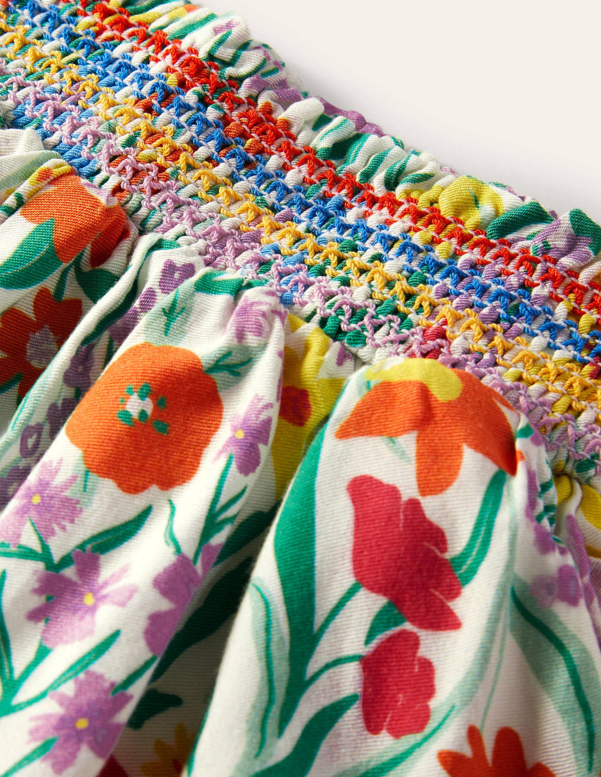 Shirred Waist Culottes-Multi Spring Meadow-3