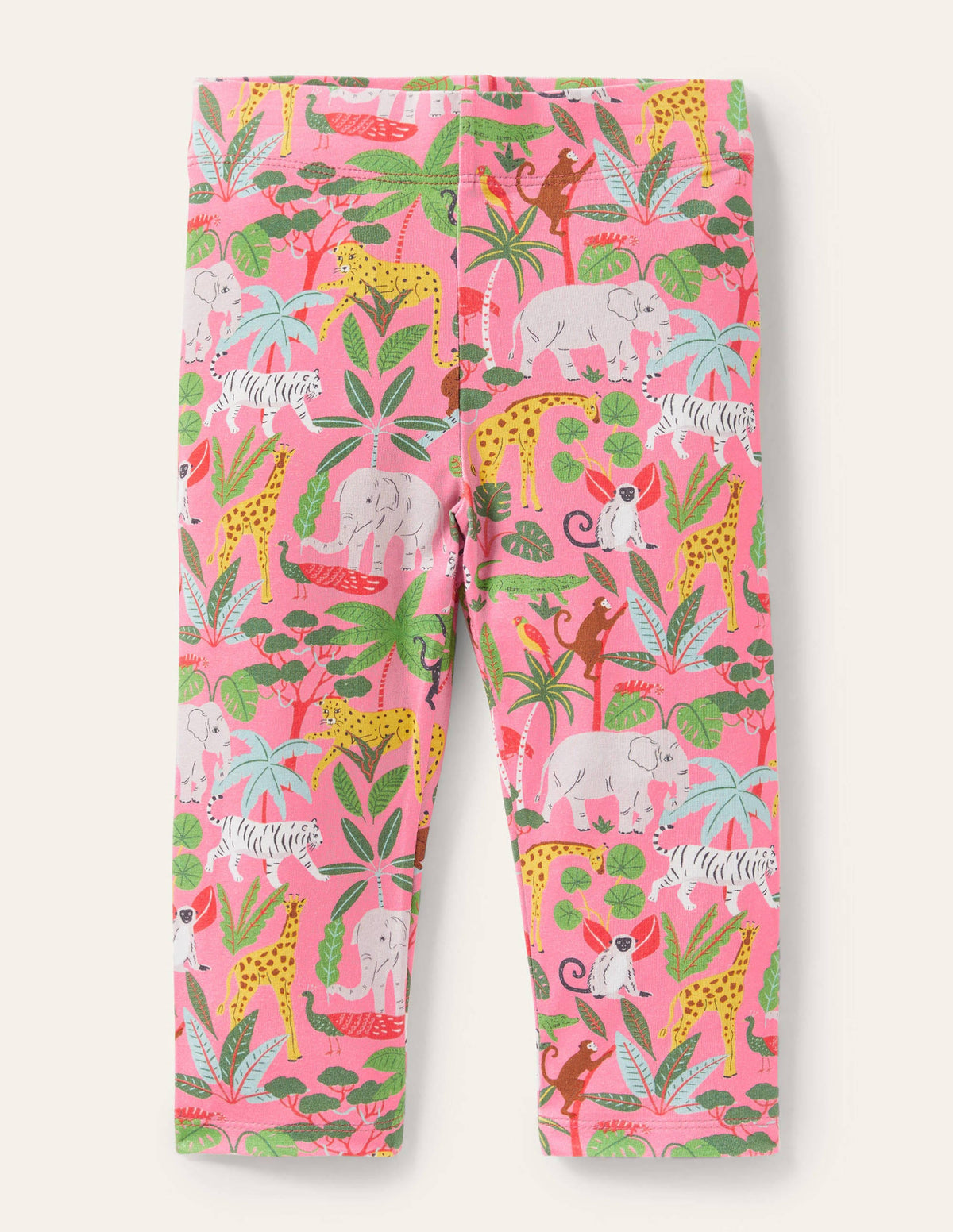 Fun Cropped Leggings-Pink Lemonade Jungle - Image 1