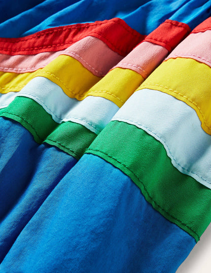 Appliqué Woven Mix Dress-Moroccan Blue/ Ivory Whale-3