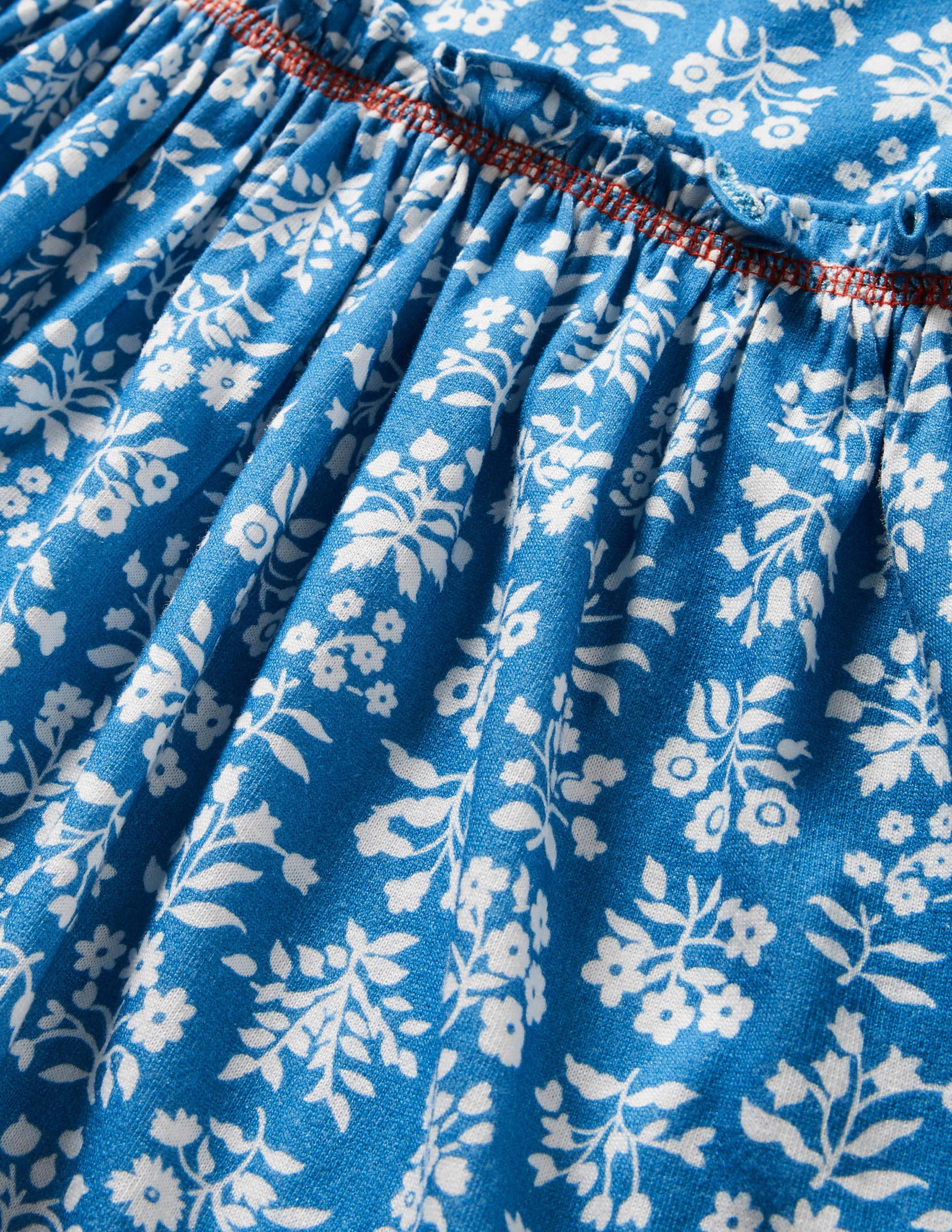 Frill Detail Jersey Dress-Bahama Blue/ Ivory Woodblock - Image 3