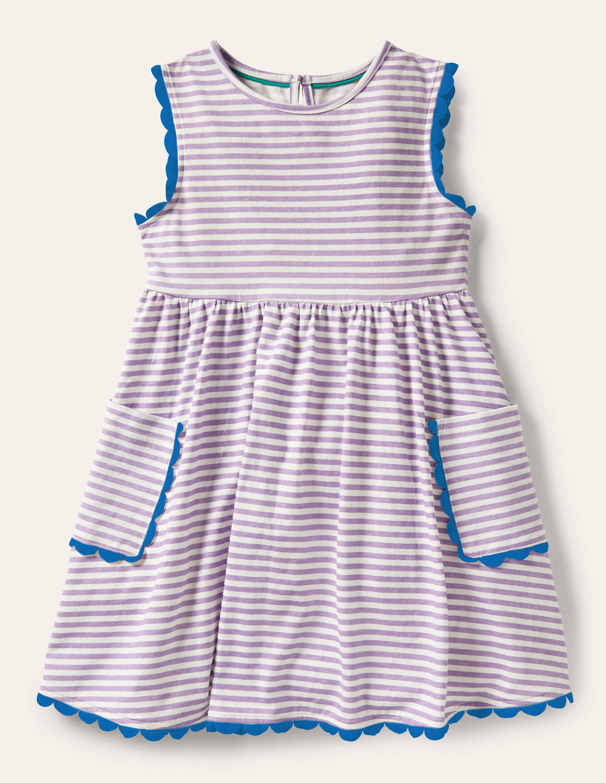 Trim Detail Jersey Dress-White / Cool Violet Purple - Image 1