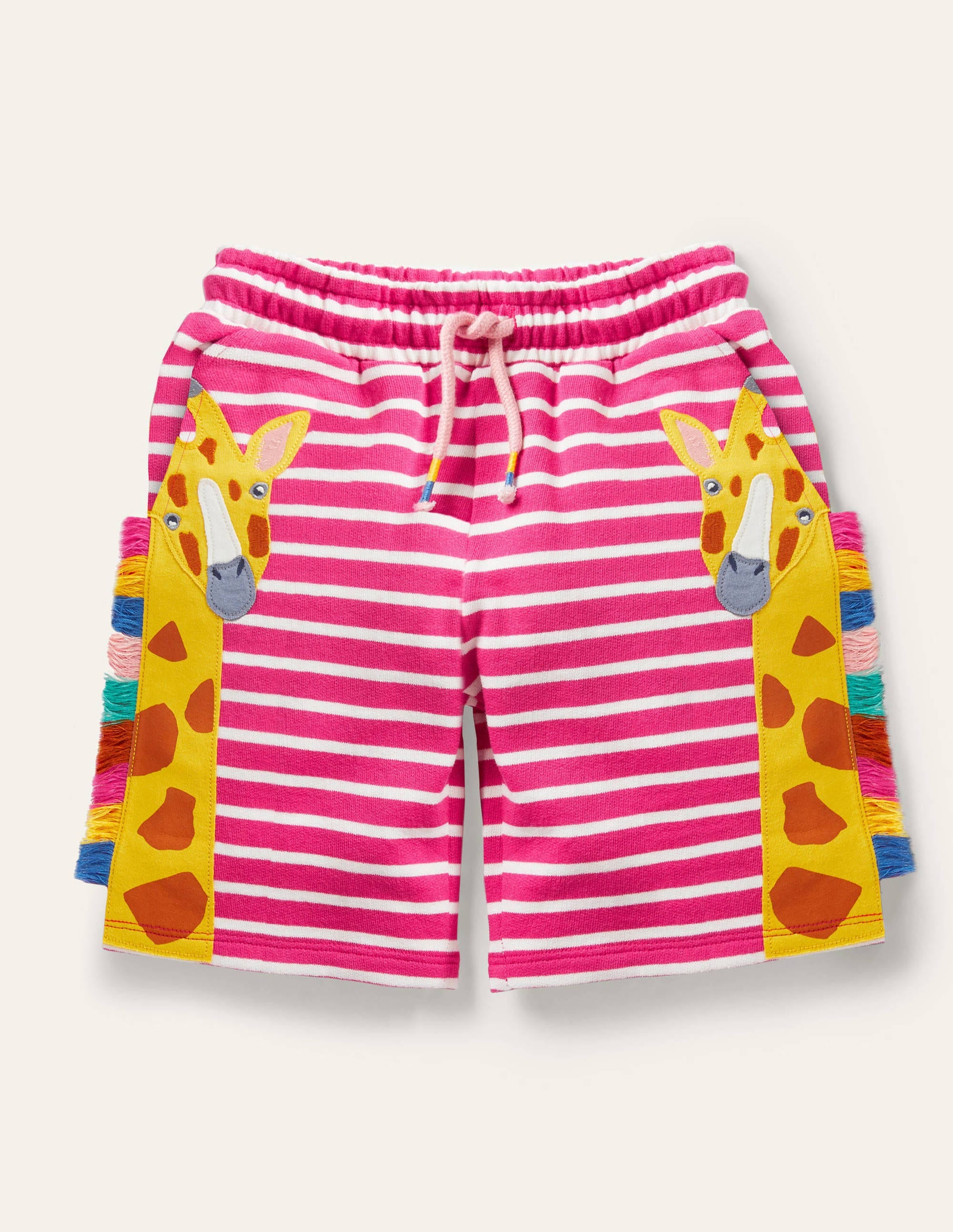 Jersey Appliqué Shorts-Tutti Fruity Pink Giraffe - Image 1