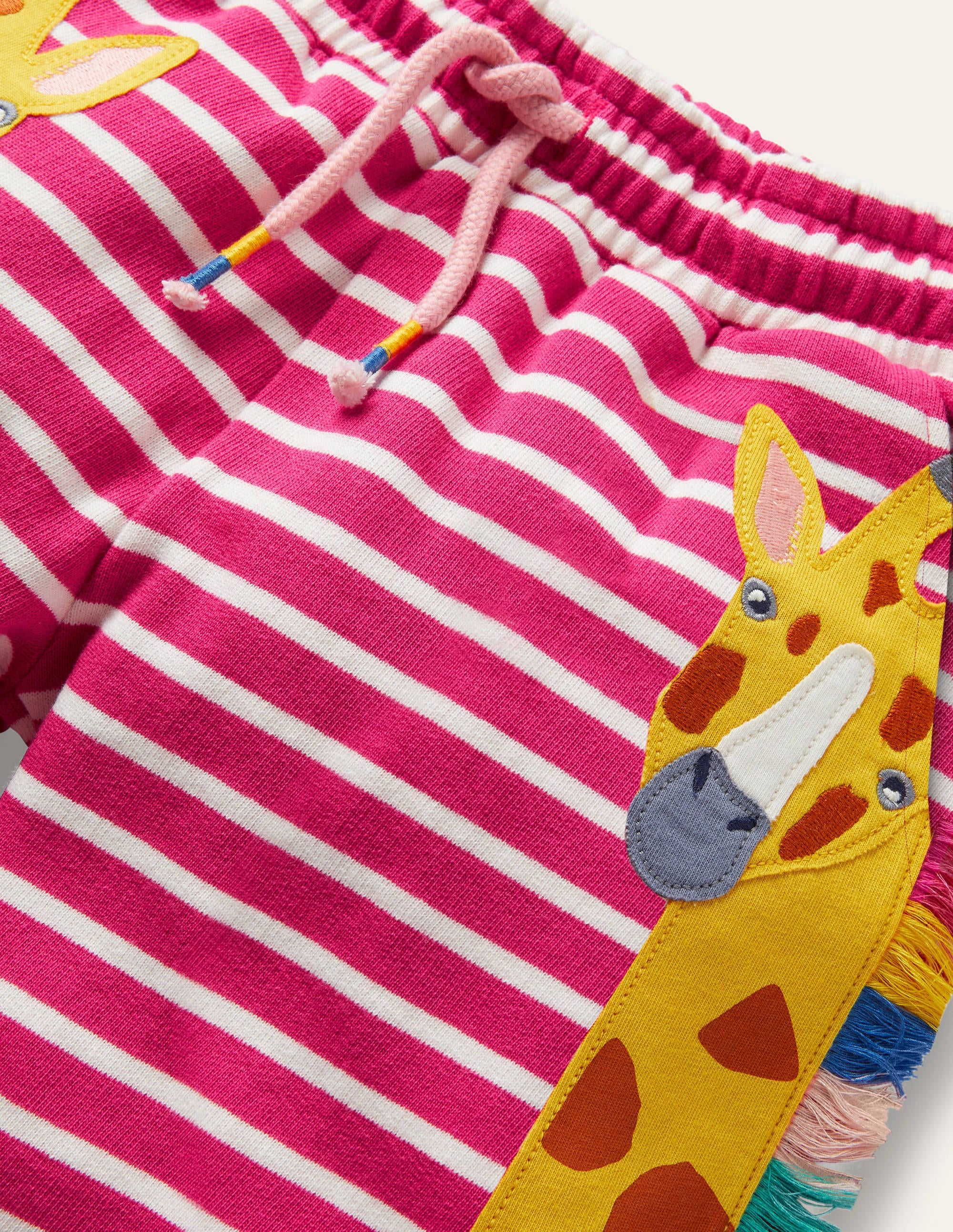 Jersey Appliqué Shorts-Tutti Fruity Pink Giraffe - Image 3