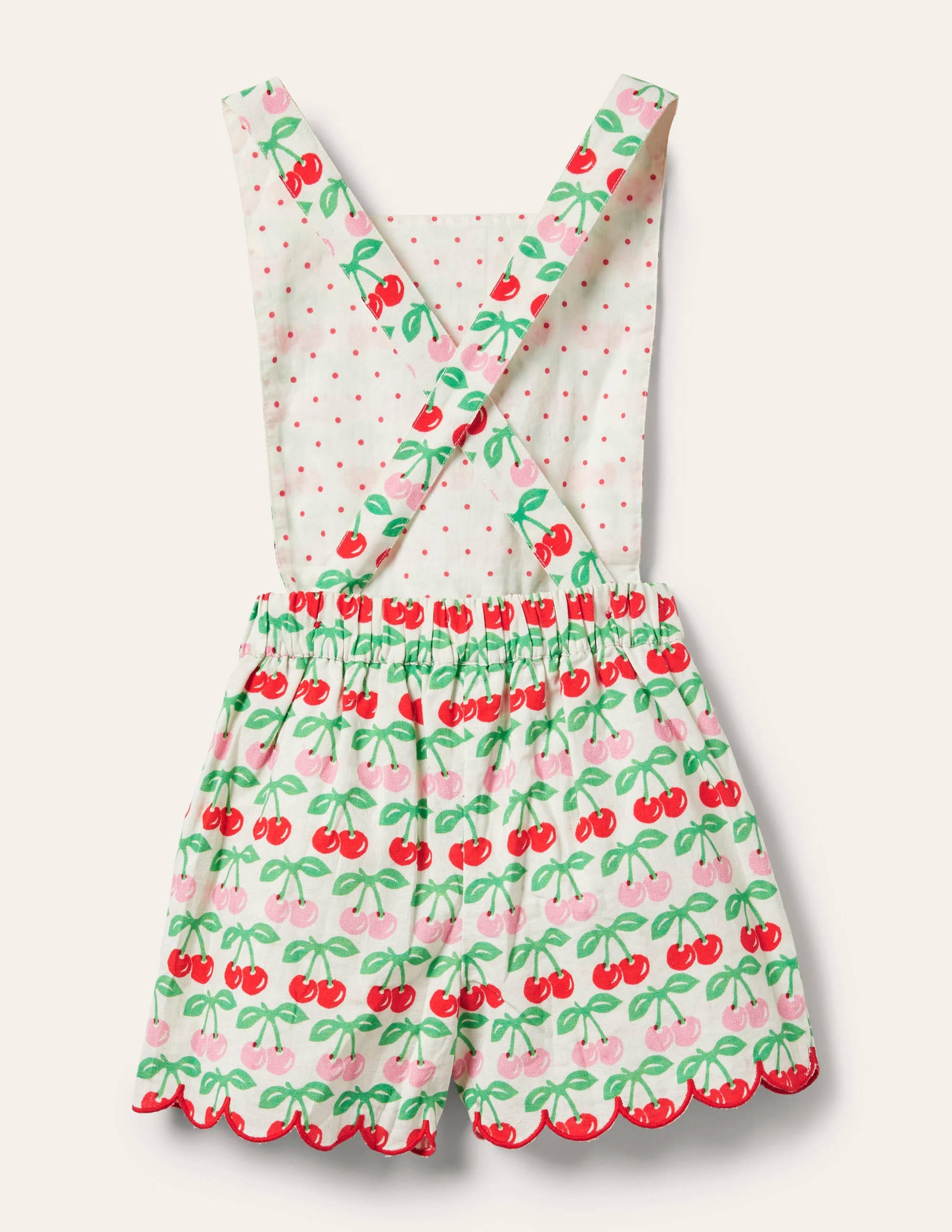 Tie-waist Scallop Playsuit-Molly Mahon Cherry - Image 2