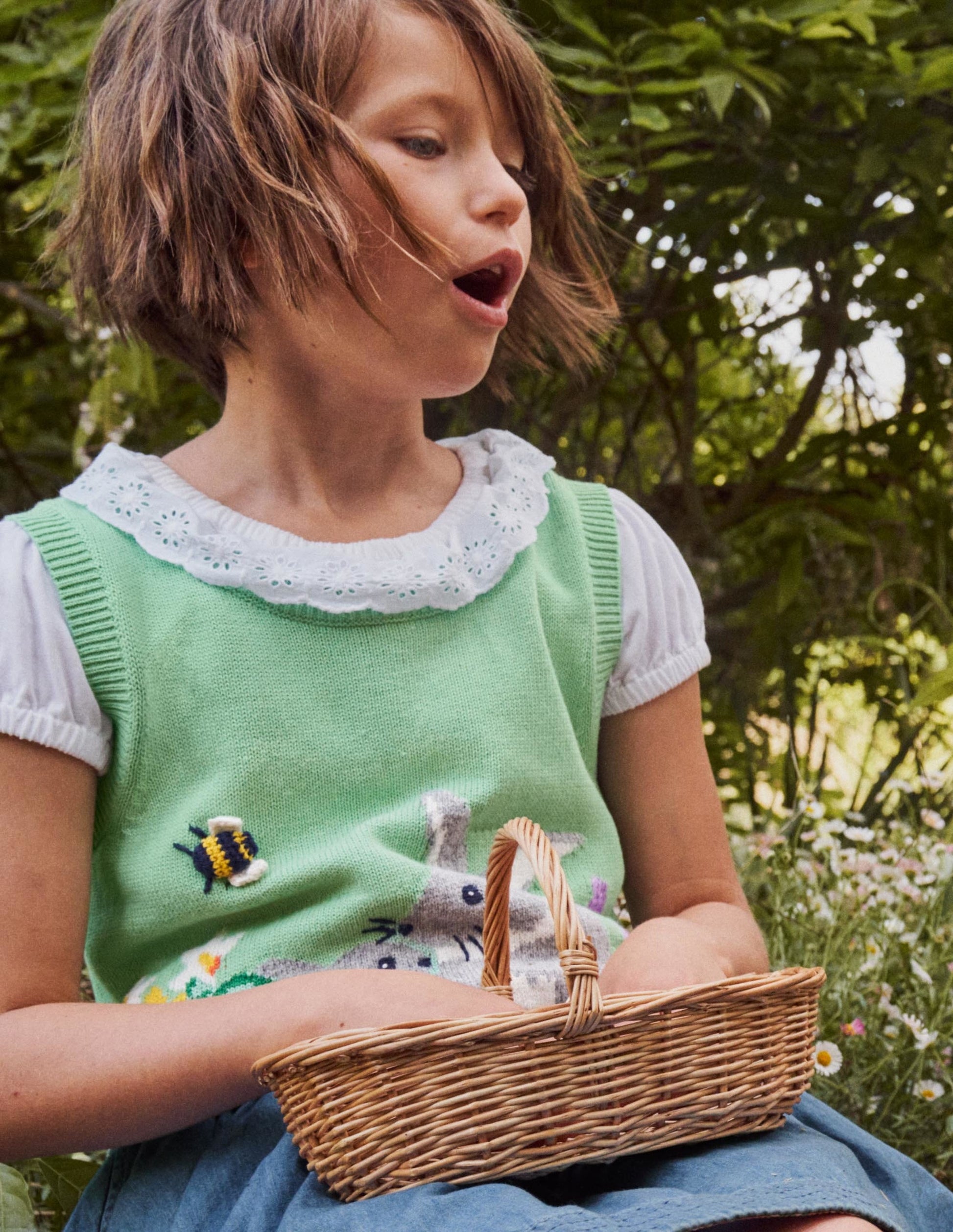 Broderie Collar Jersey Top-White-4