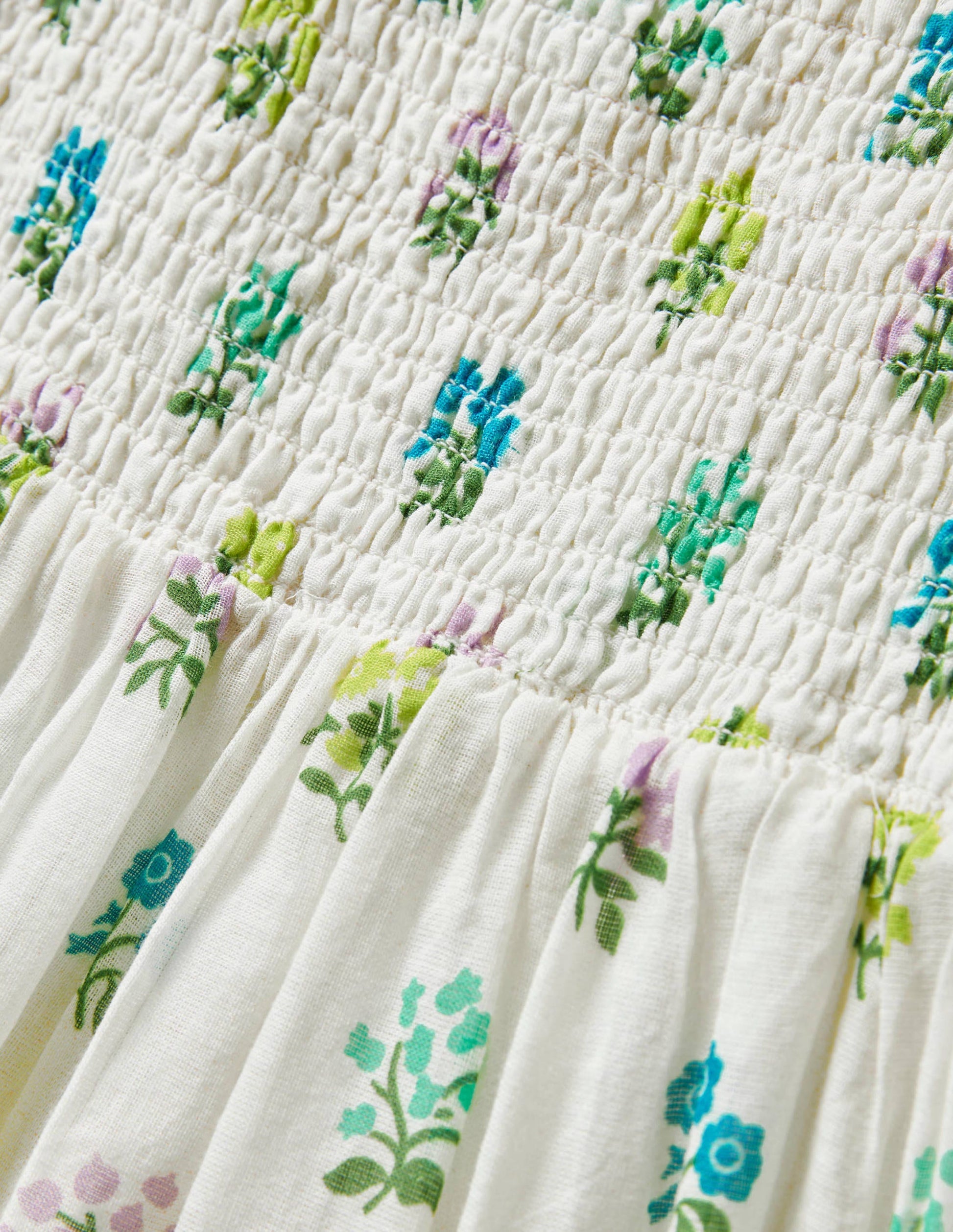 Tiered Sun Dress-Ivory/ Blue Woodblock-3