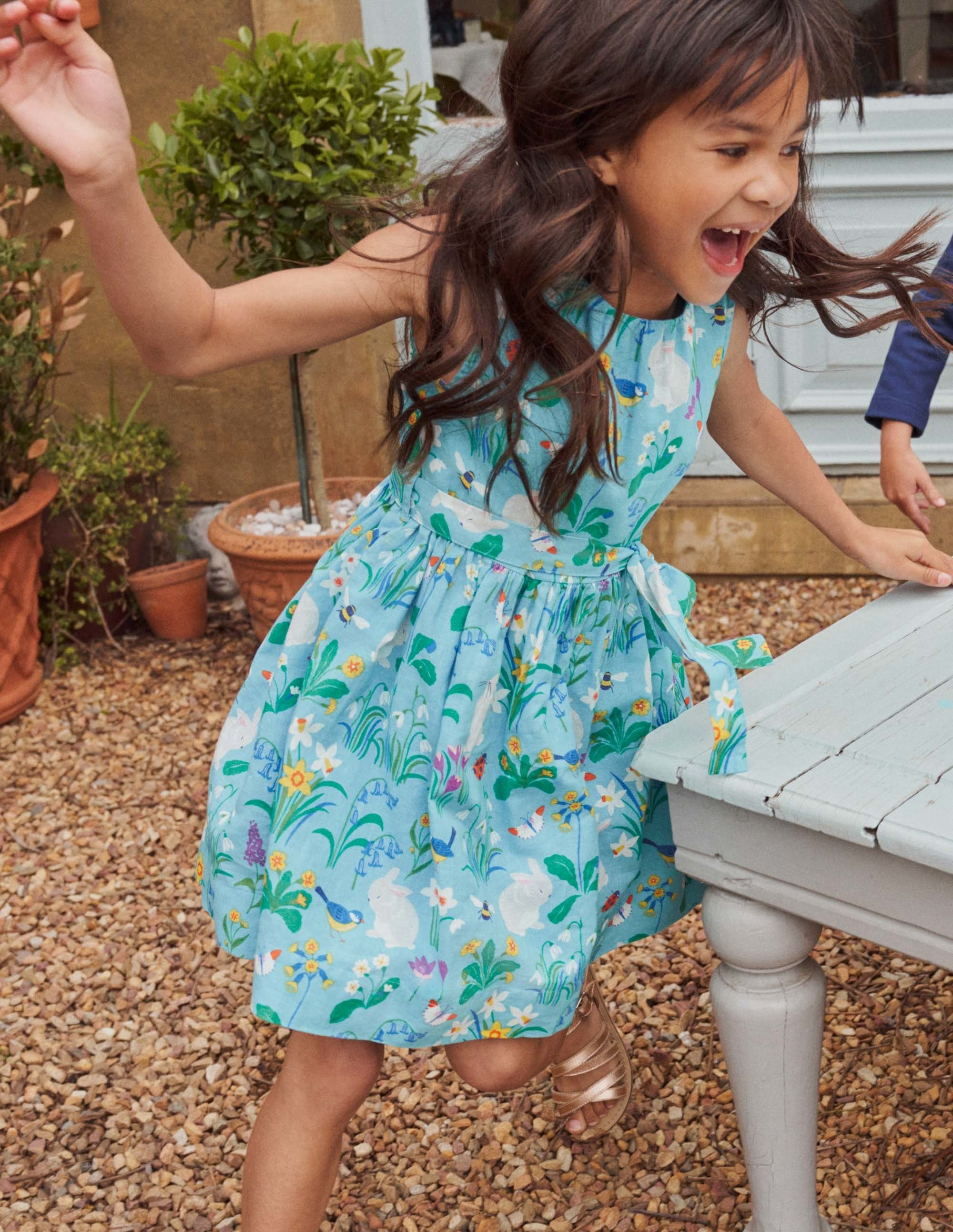 Vintage Dress-Aqua Blue Spring Bunny - Image 4