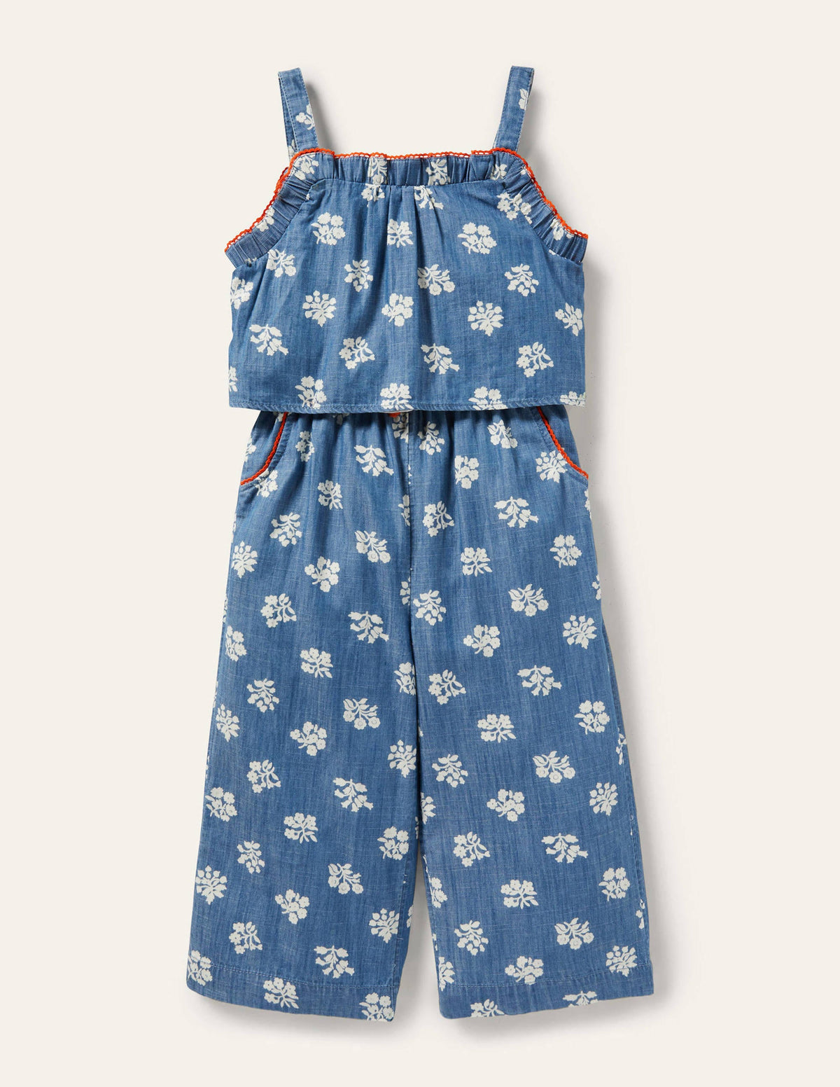 Woven Jumpsuit-Woodblock Chambray - Image 1