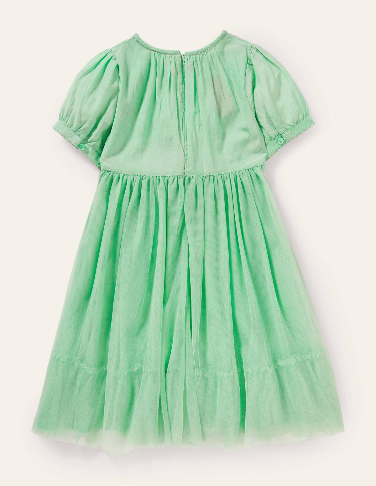 Flower Appliqué Dress-Fountain Green-2