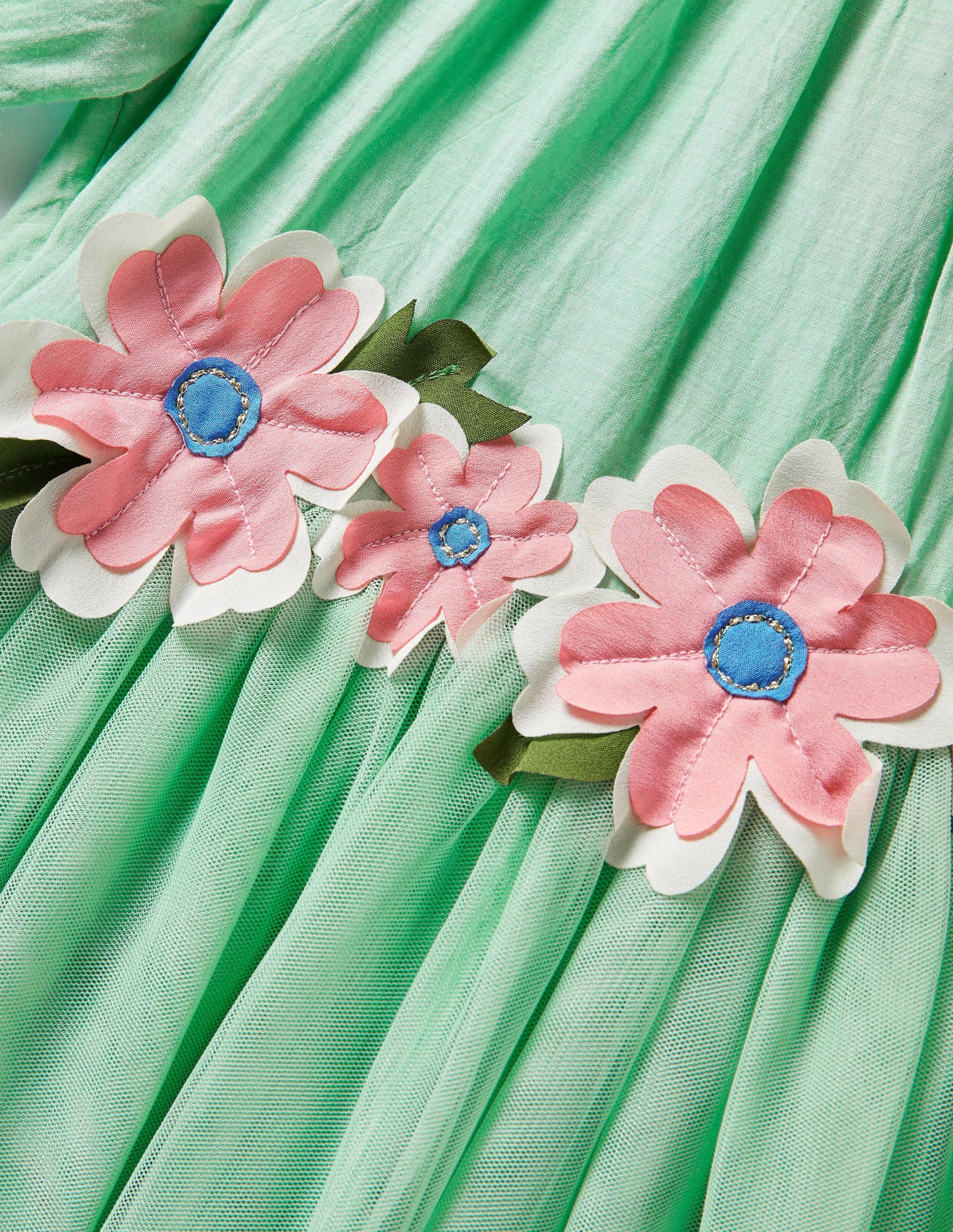 Flower Appliqué Dress-Fountain Green-3
