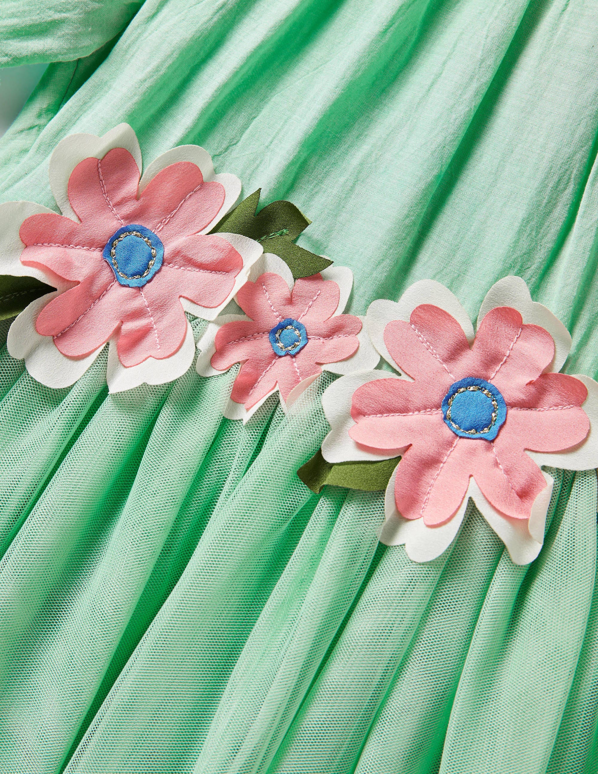Flower Appliqué Dress-Fountain Green - Image 3