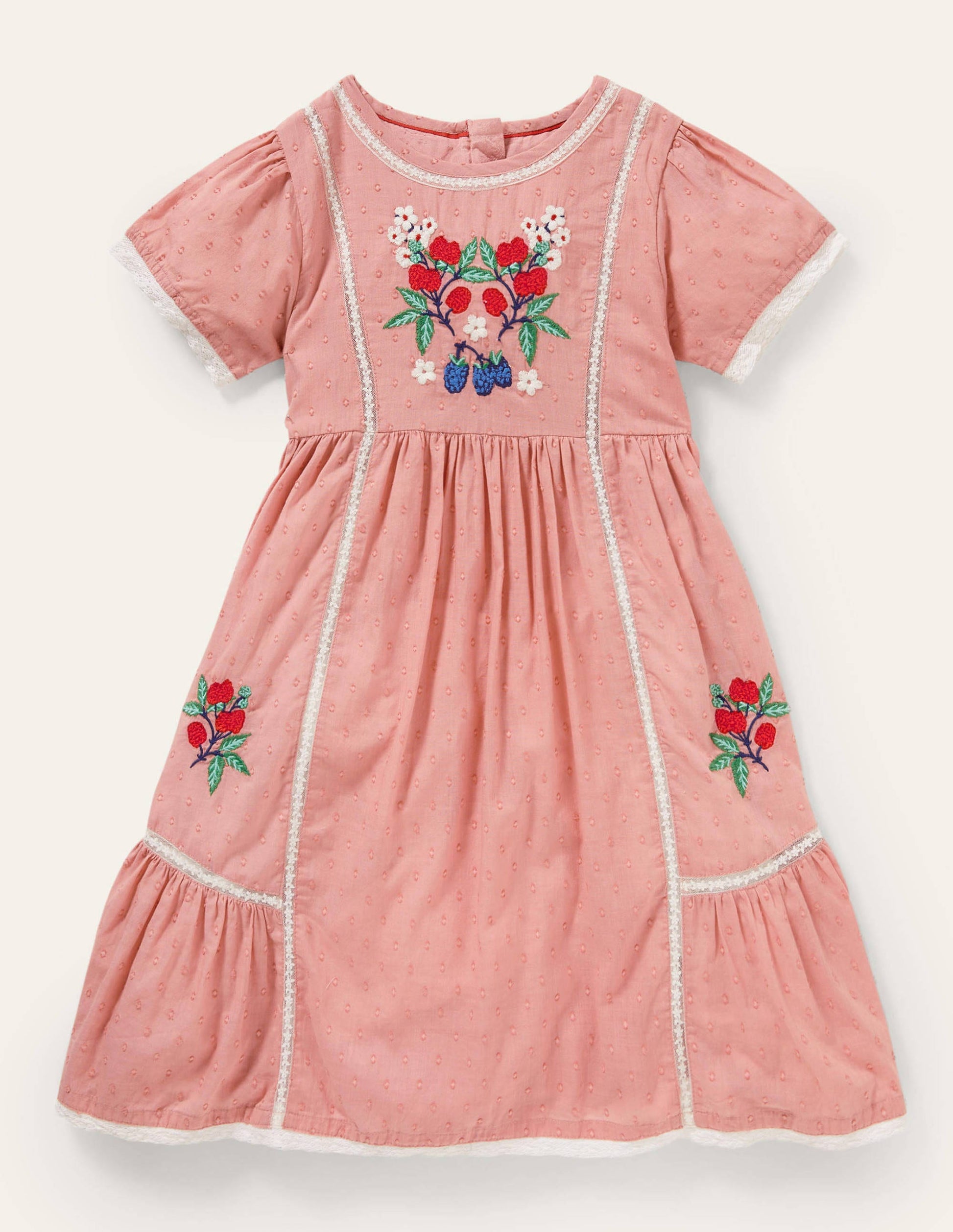 Embroidered Nostalgic Dress-Almond Pink-1