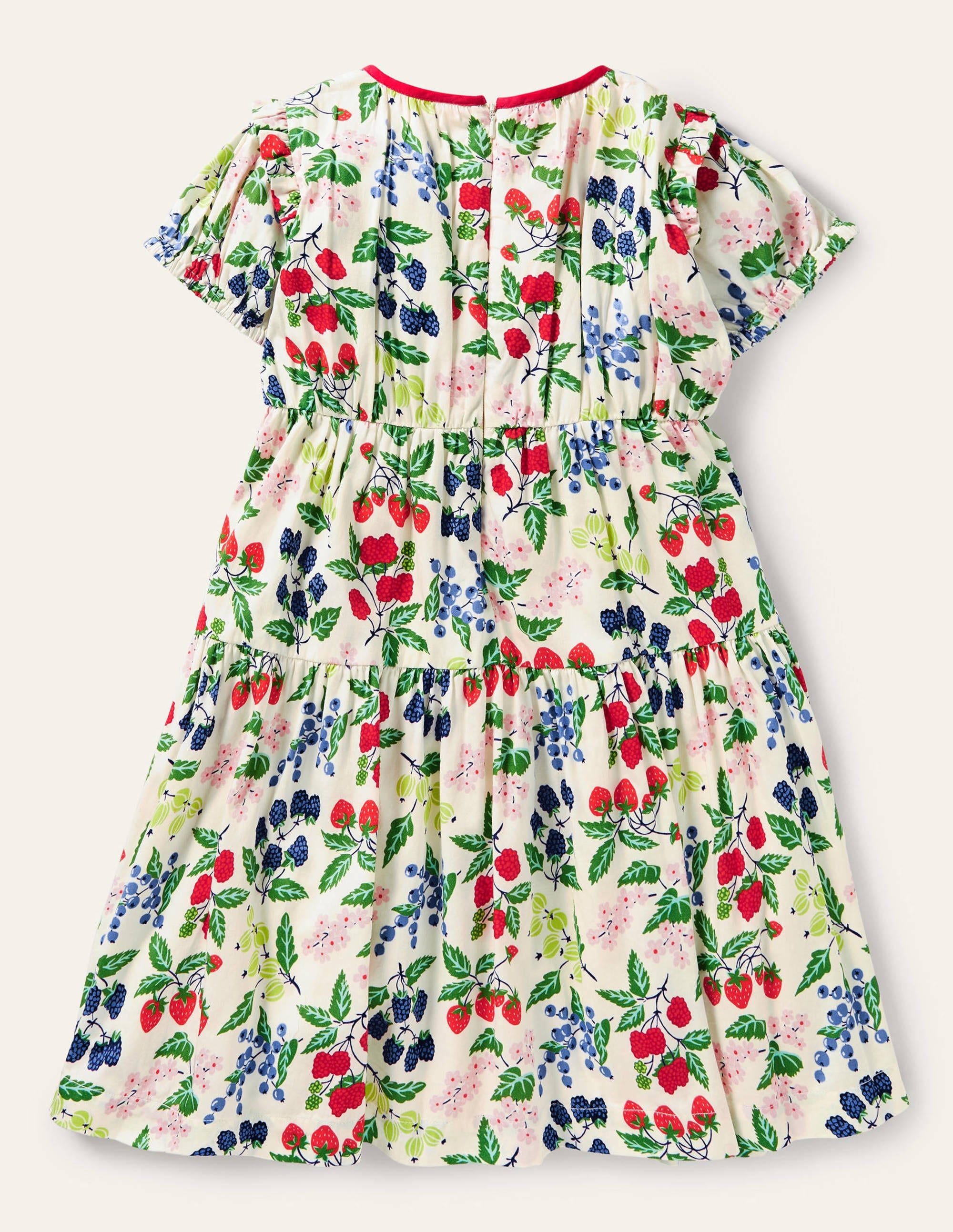 Puff Sleeve Floral Dress-Vanilla Botanical Fruit - Image 2