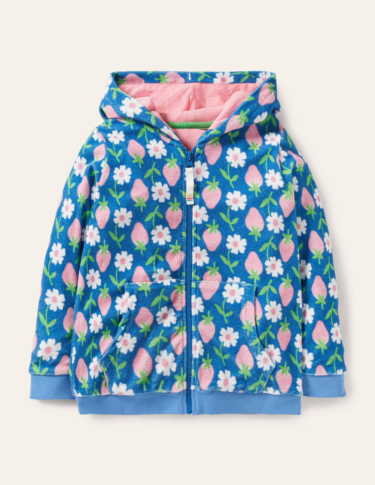Towelling Hoodie-Bright Marina Blue Strawberry-1