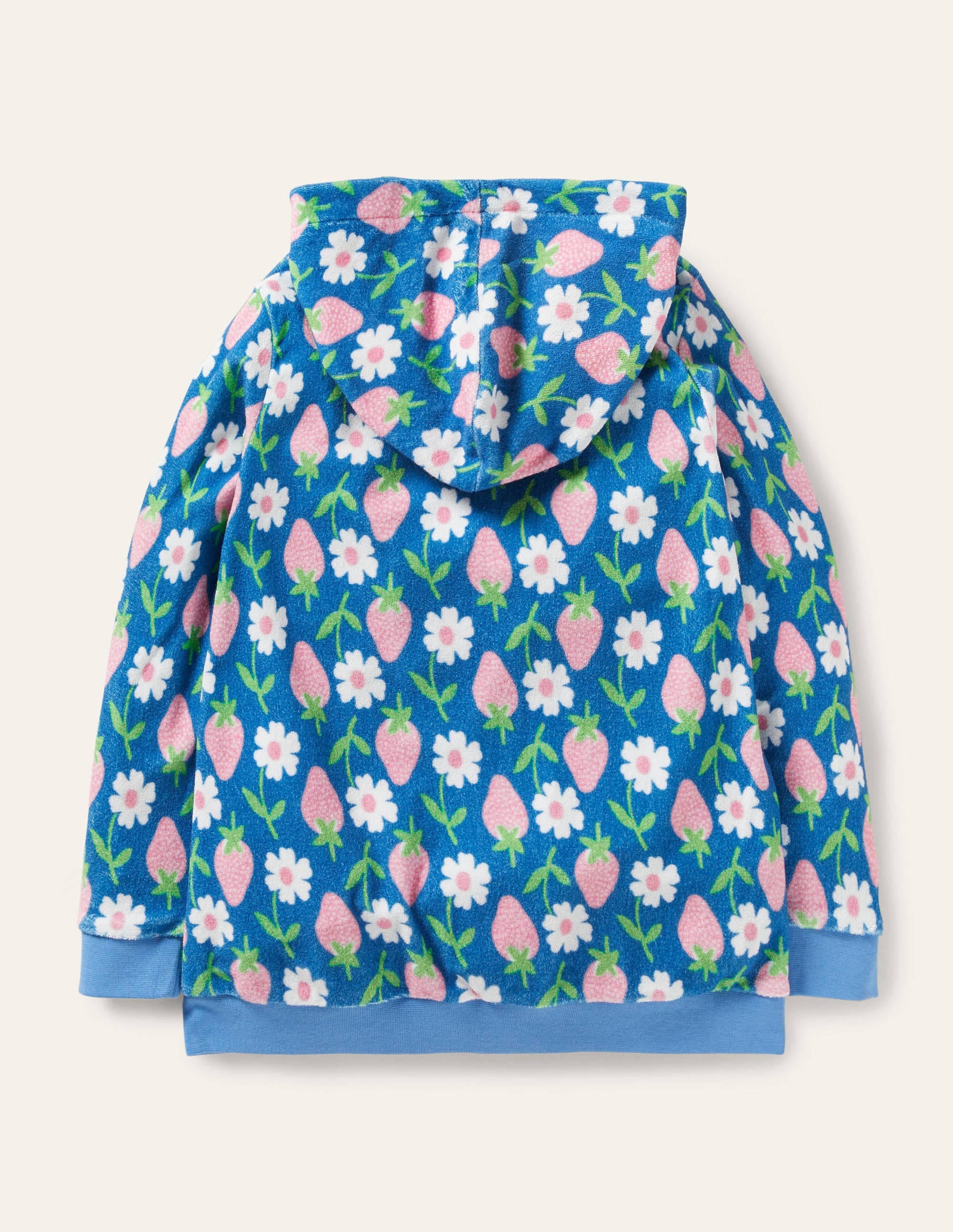 Towelling Hoodie-Bright Marina Blue Strawberry - Image 2