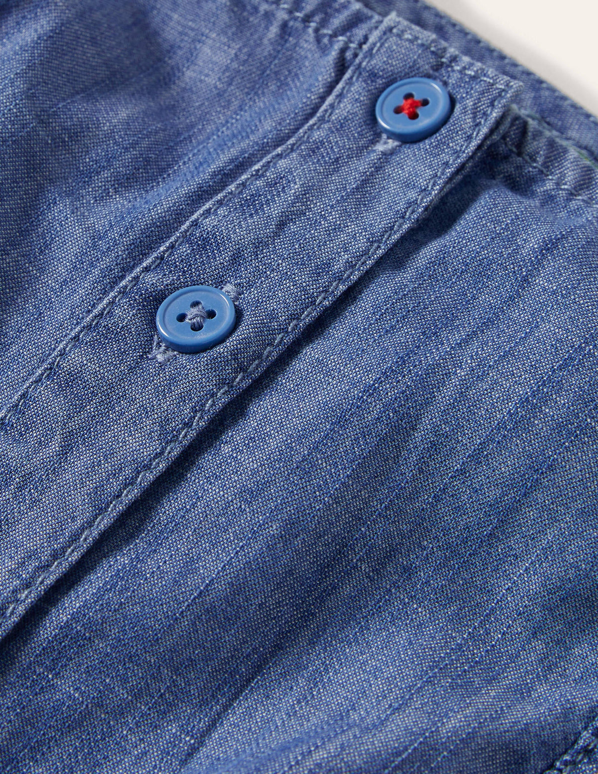 Tie Front Multi Stitch Top-Chambray-3