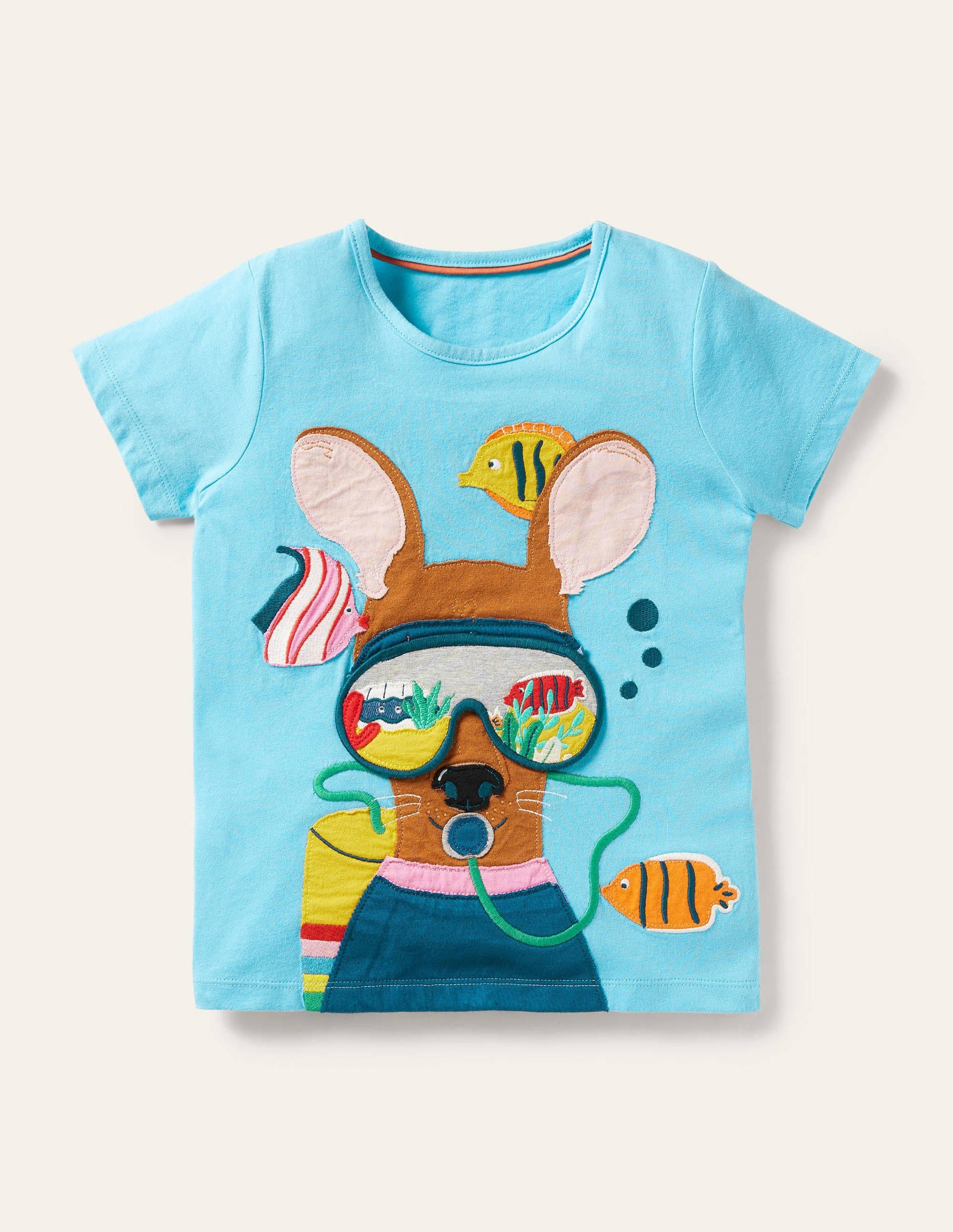 Lift-the-flap T-shirt-Aqua Blue Dog-1