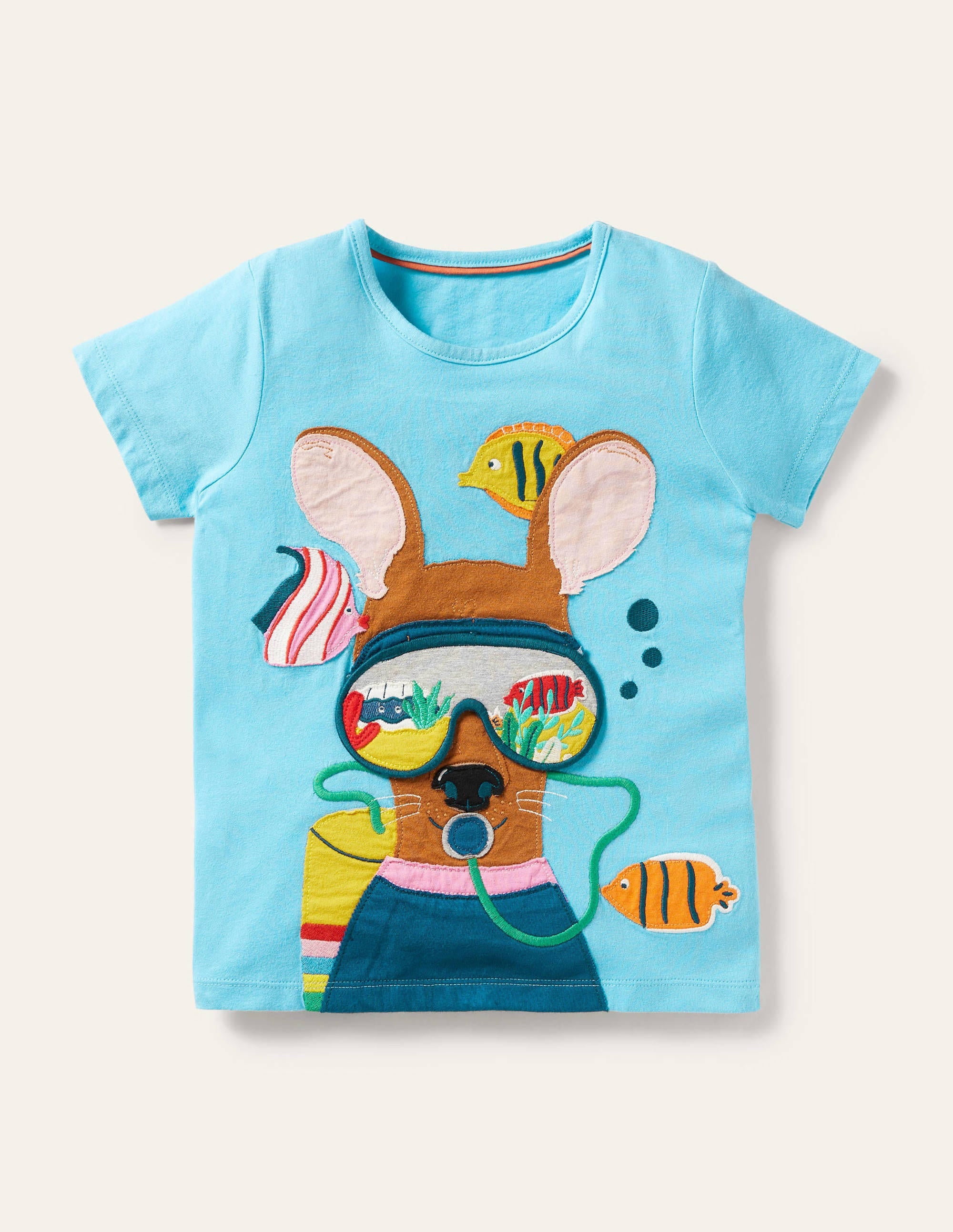 Lift-the-flap T-shirt-Aqua Blue Dog - Image 1