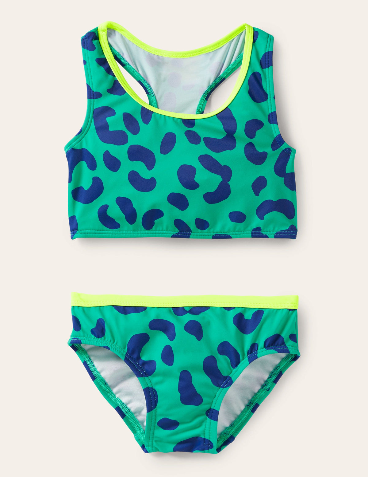 Racerback Bikini Set-Tropical Green/Blue Leopard-1