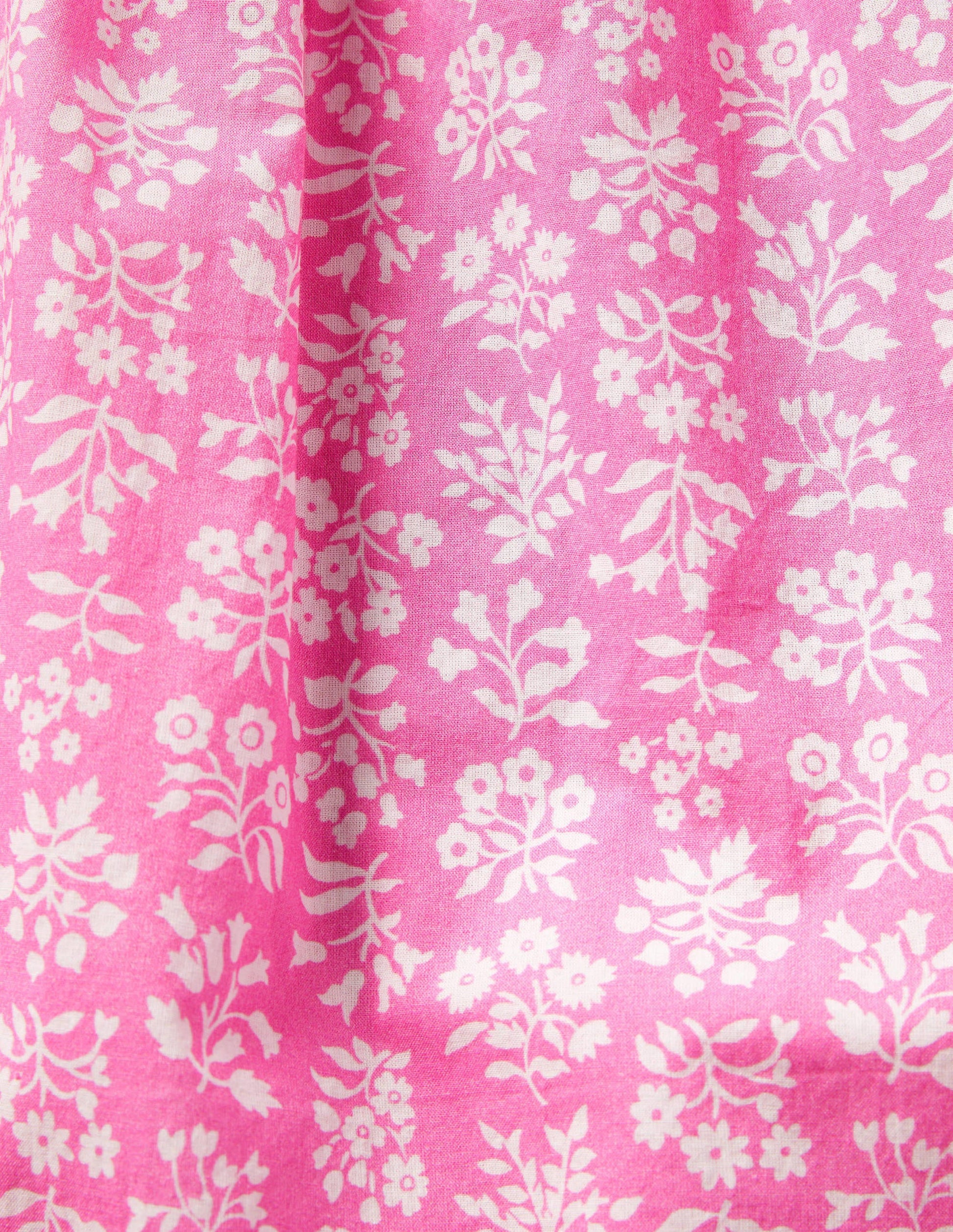 Smocked Printed Kaftan-Strawberry Ice Pink Woodblock-3