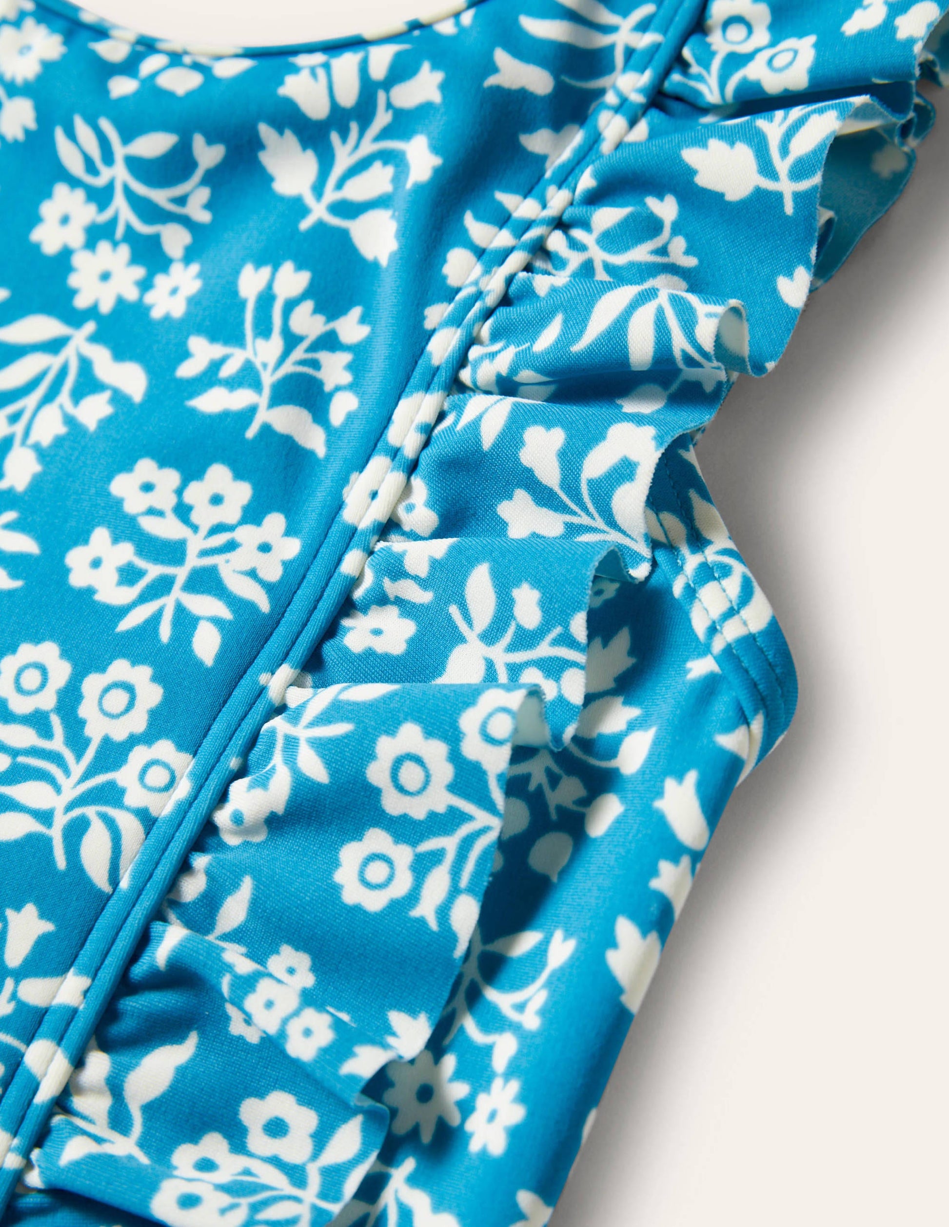 Frilly Strap Swimsuit-Bahama Blue Woodblock-3