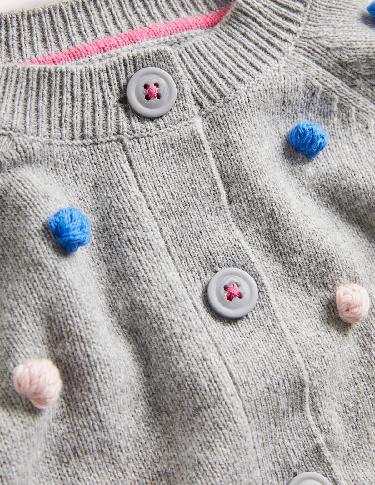 Puff Sleeve Cardigan-Grey Marl Multi Spots - Image 3