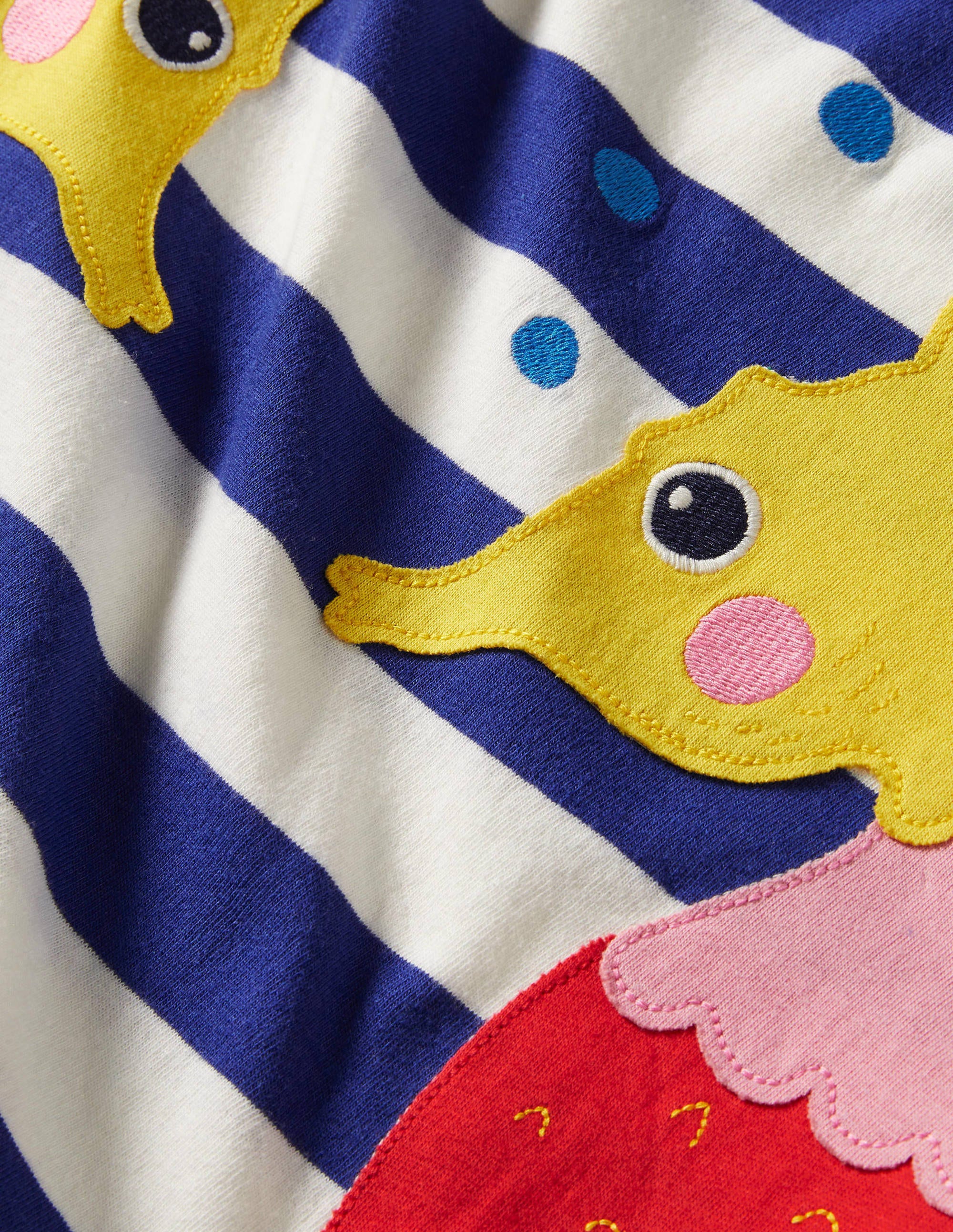 Short Sleeve Appliqué Tunic-Blue Wave/Ivory Seahorse - Image 3