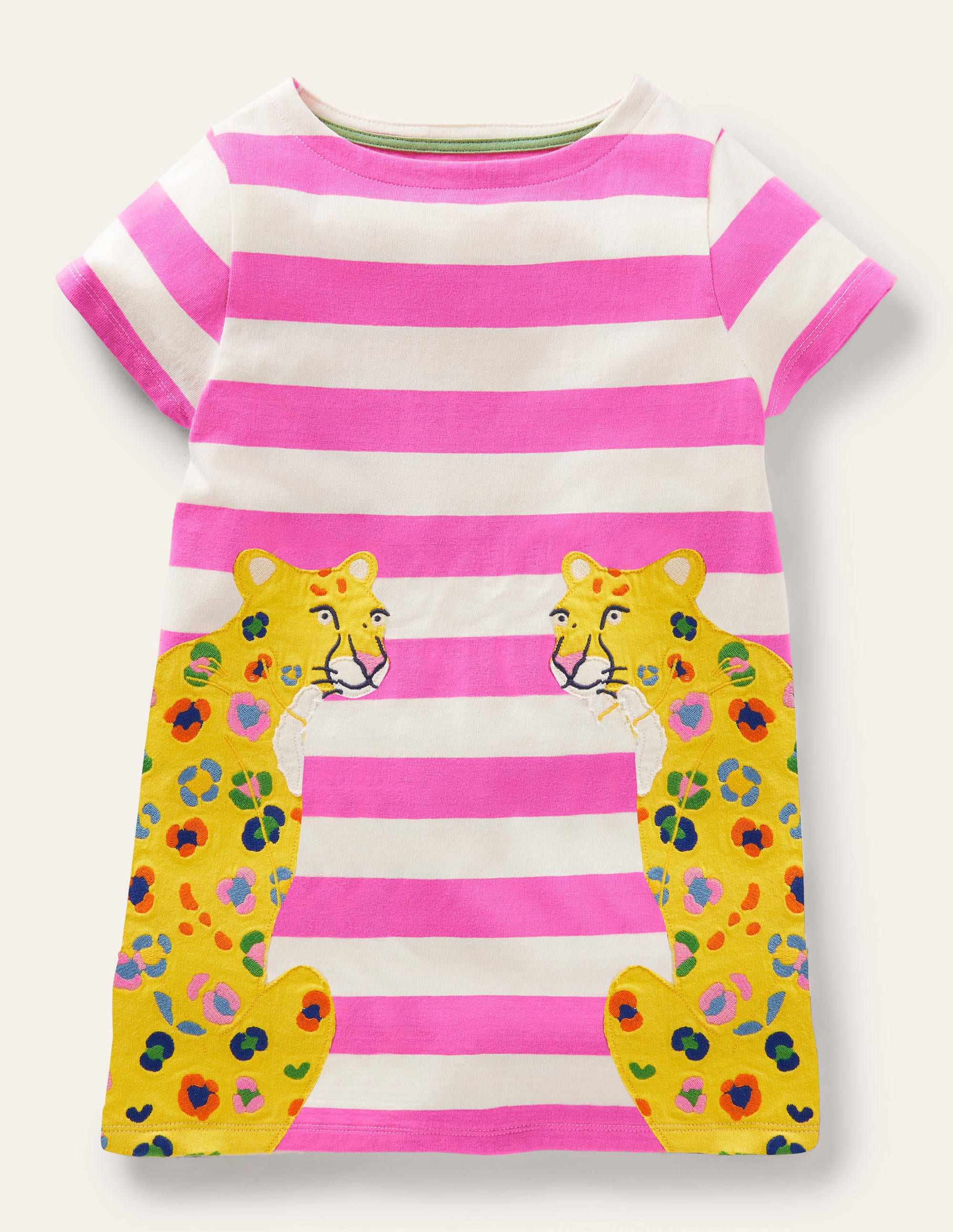 Short Sleeve Appliqué Tunic-Tickled Pink / Ivory Cheetah - Image 1