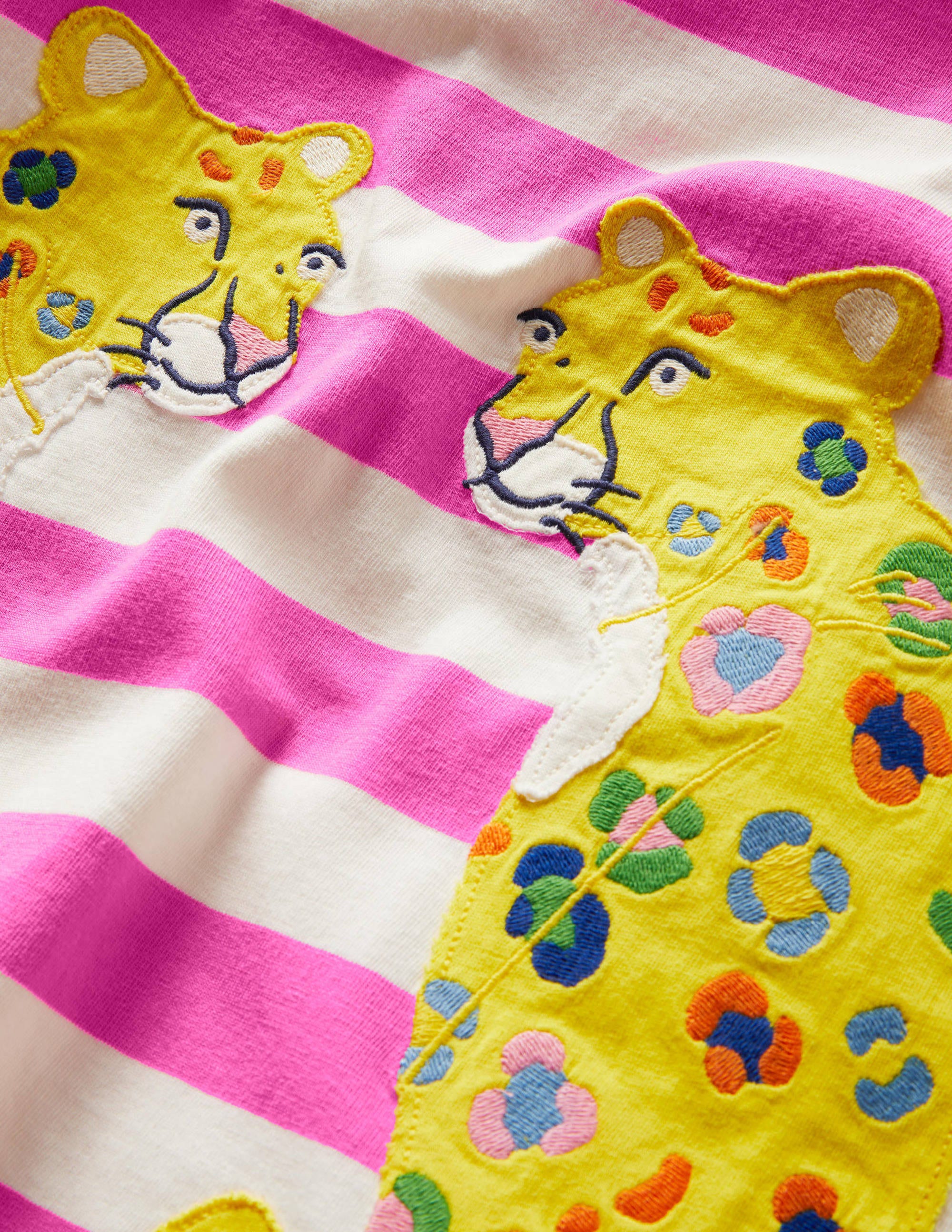 Short Sleeve Appliqué Tunic-Tickled Pink / Ivory Cheetah - Image 3