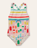 Hotchpotch Cross-back Swimsuit-Multi Rainbow Lollies