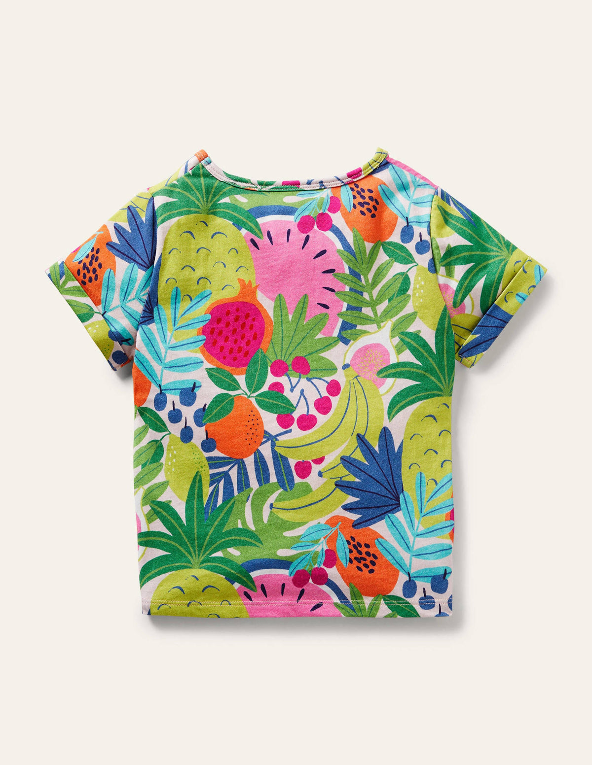 Tie-front T-shirt-Multi Tropical Fruit-2
