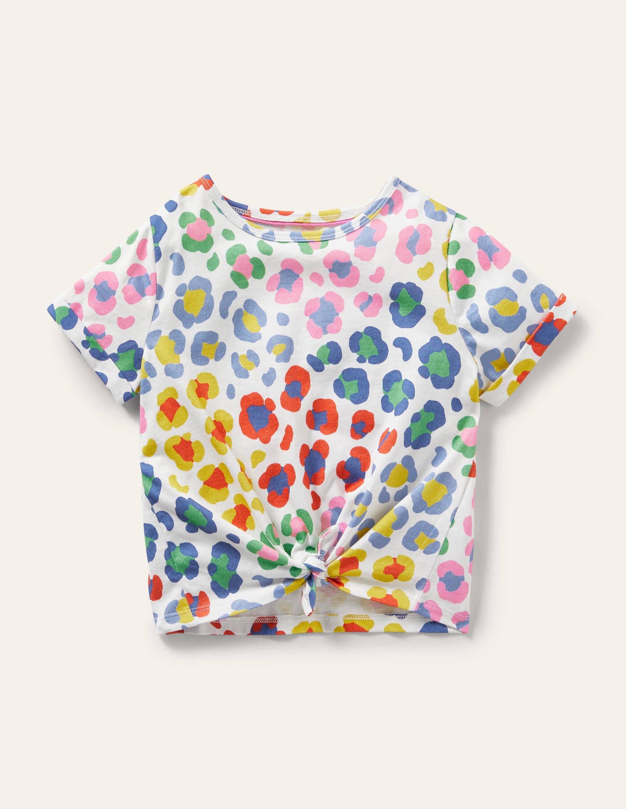 Tie-front T-shirt-Multi Medium Leopard Print - Image 1