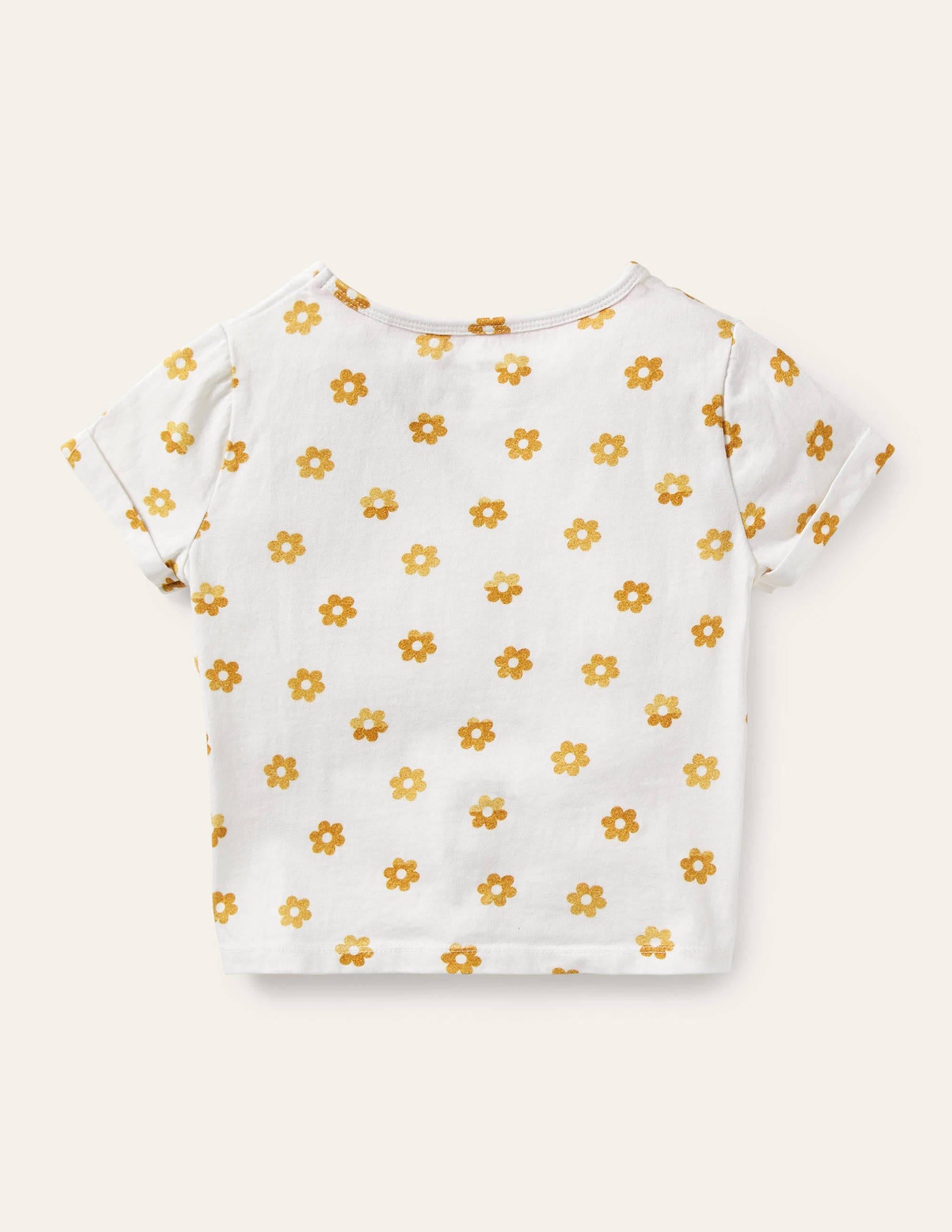 Tie-front T-shirt-White Foil Daisy - Image 2