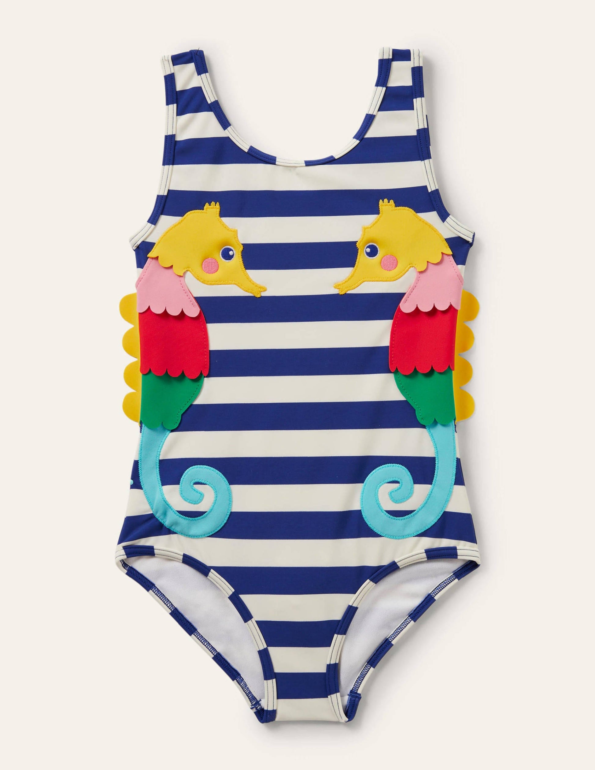 Fun Appliqué Swimsuit-Wave Blue/Ivory Seahorse-1