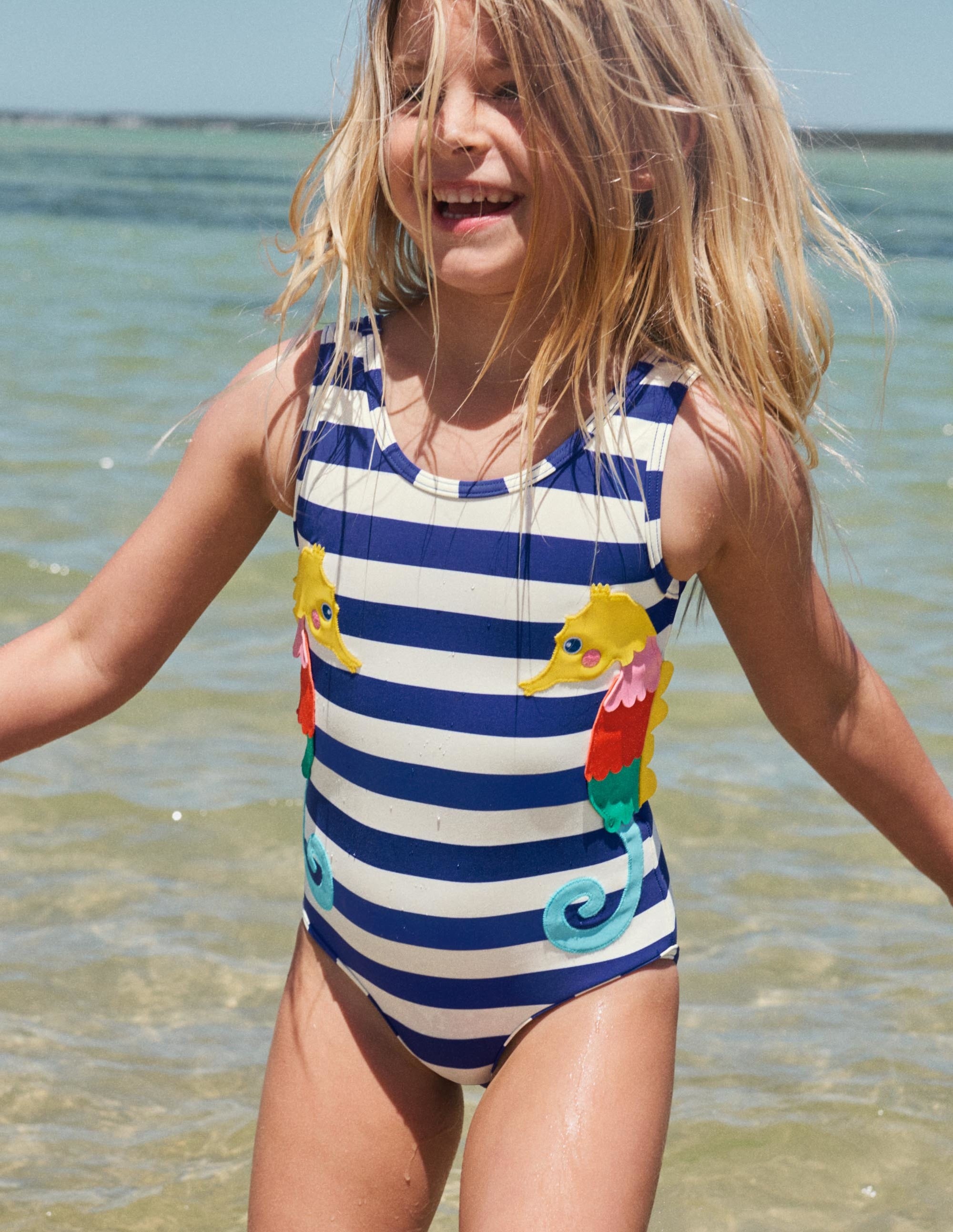 Fun Appliqué Swimsuit-Wave Blue/Ivory Seahorse - Image 4