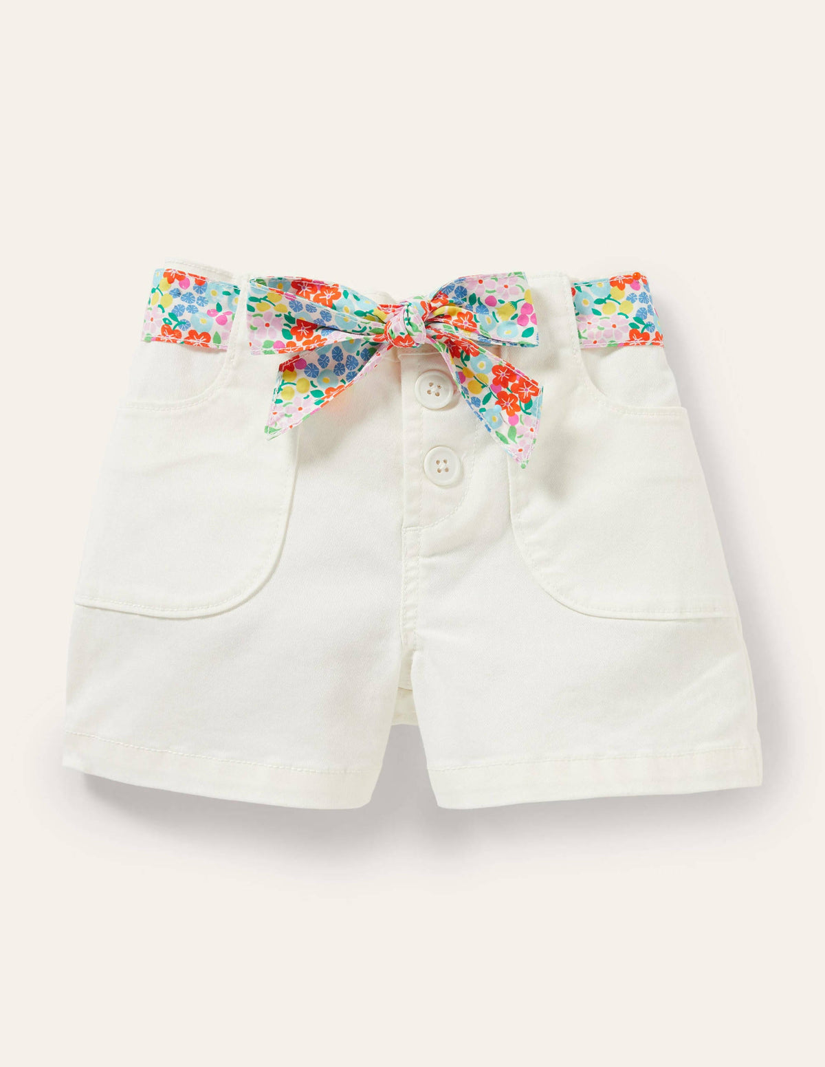 Twill Cargo Shorts-White - Image 1