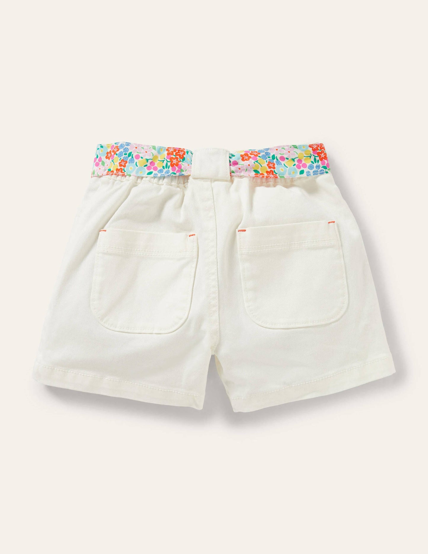 Twill Cargo Shorts-White